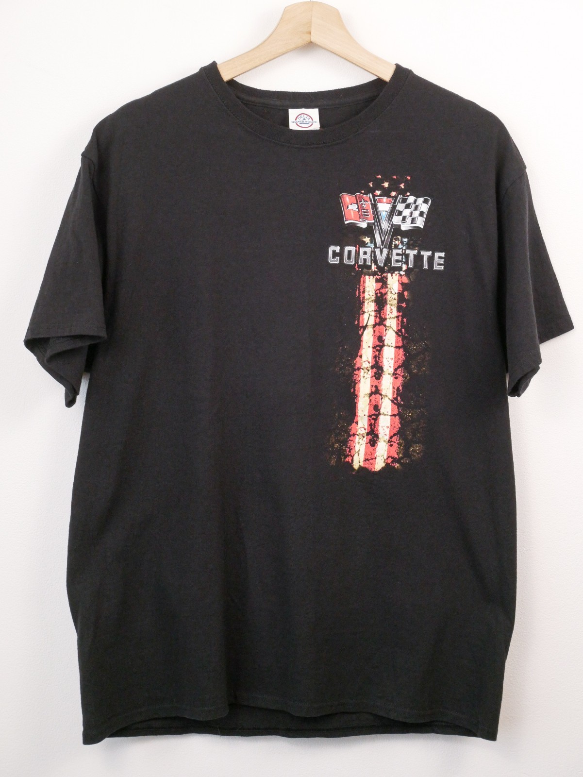Corvette C2 Sting Ray Graphic T Shirt Black Double Sided Car Tee Men’s XL