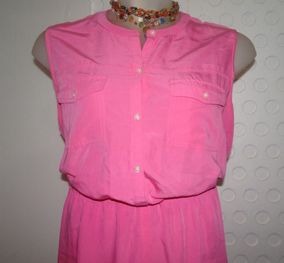 OLD NAVY Shirt Dress Button Up Collared Lapel Sleeveless Pink XL *