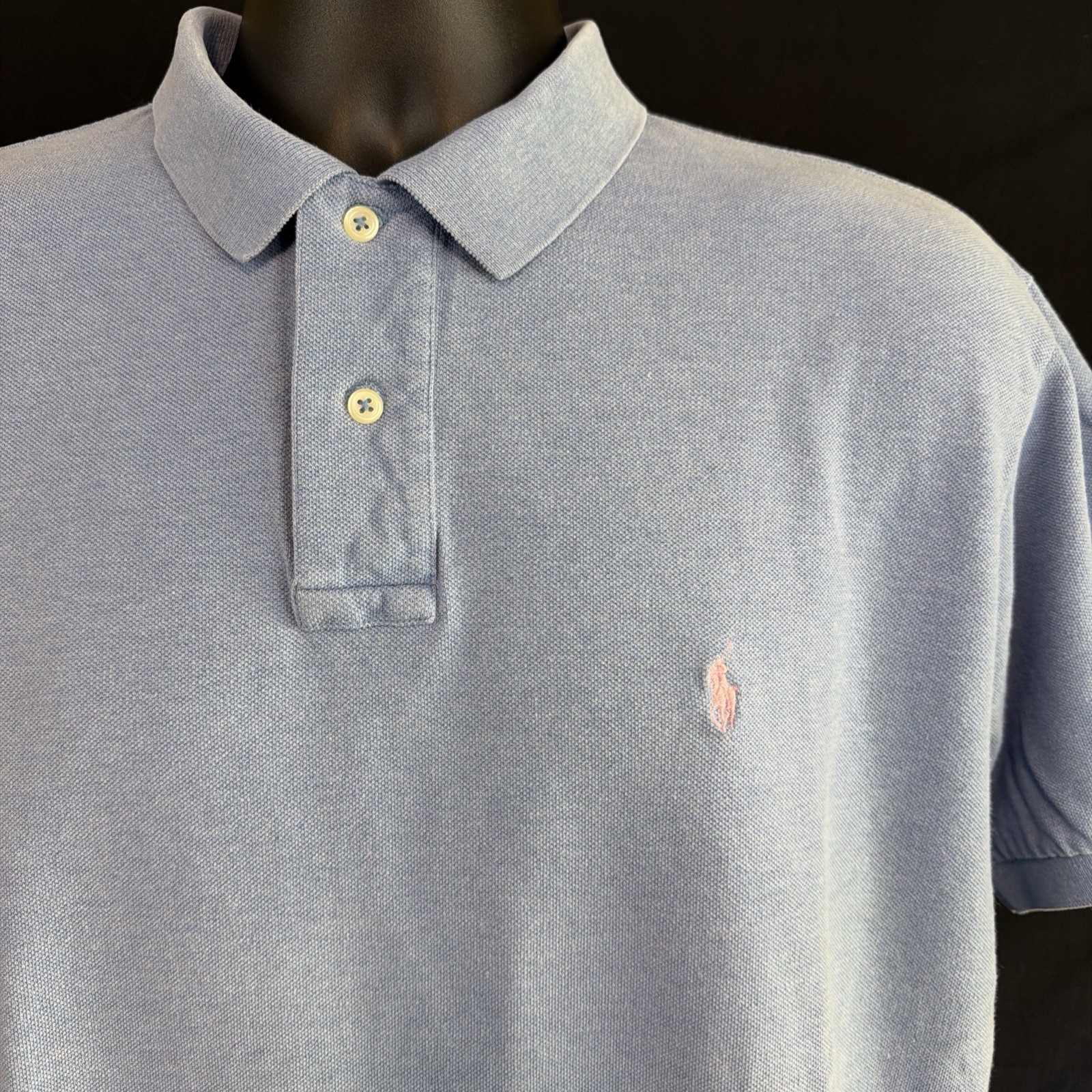 VTG 1990s Polo by Ralph Lauren Short Sleeve Blue w/Pink Pony Men’s L Sri Lanka