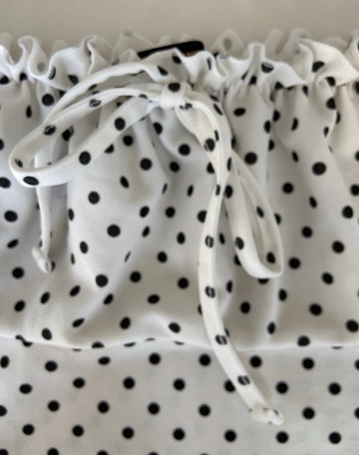 Pink Vanilla Polka Dot Puff Sleeve Gypsy Dress Ruffle Hem White Black Size 10