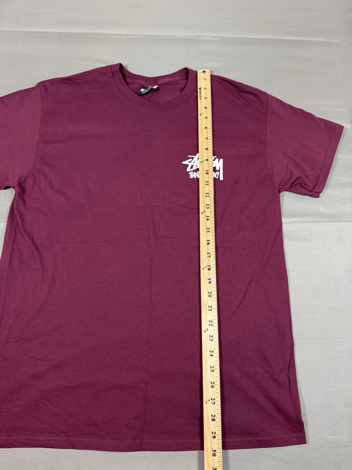 Rare Stussy Chapter Singapore Cut Tag Maroon Men’s Graphic T Shirt Size L