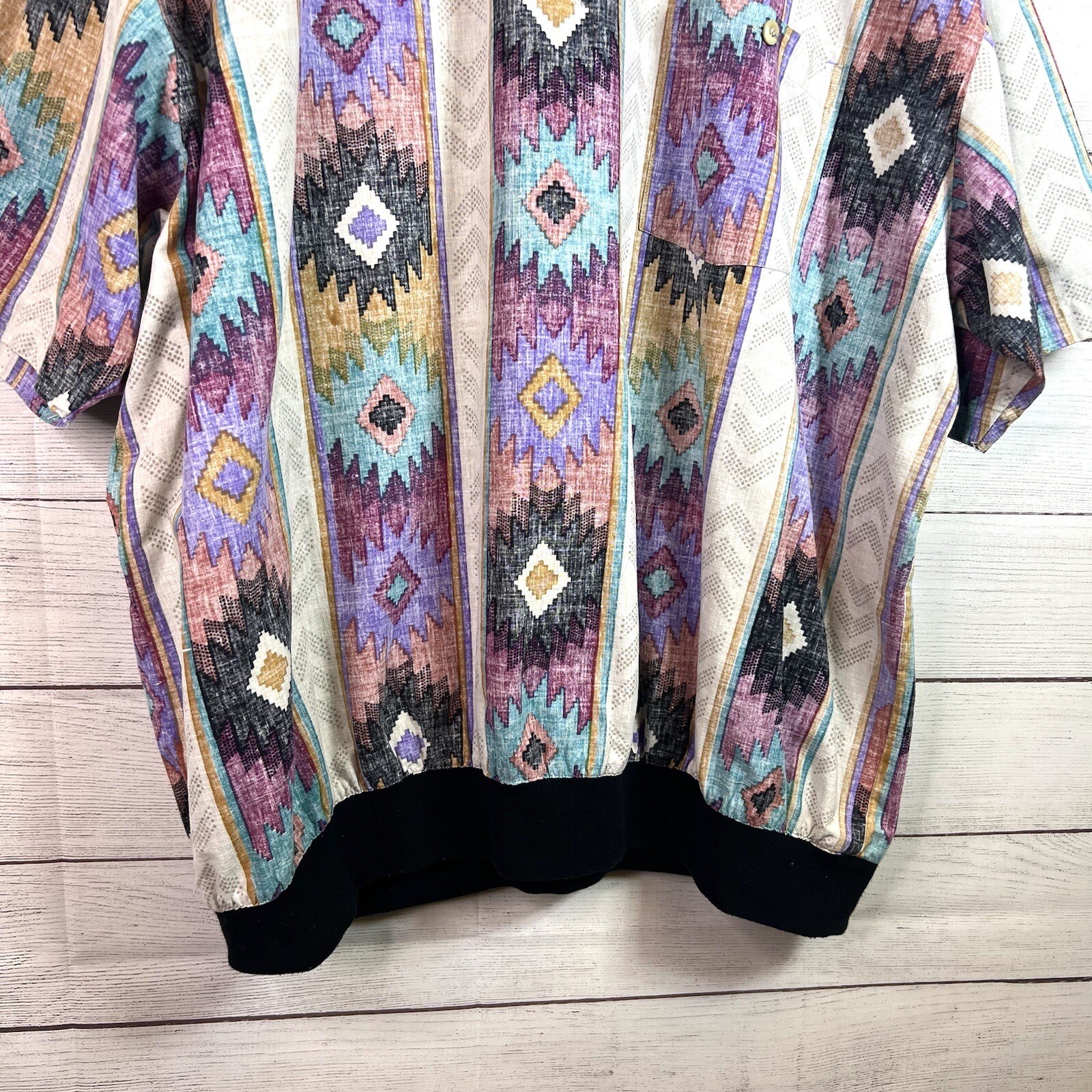 Vintage The Design Crew Multicolord Southwestern Western Short Sleeve Size 2XB