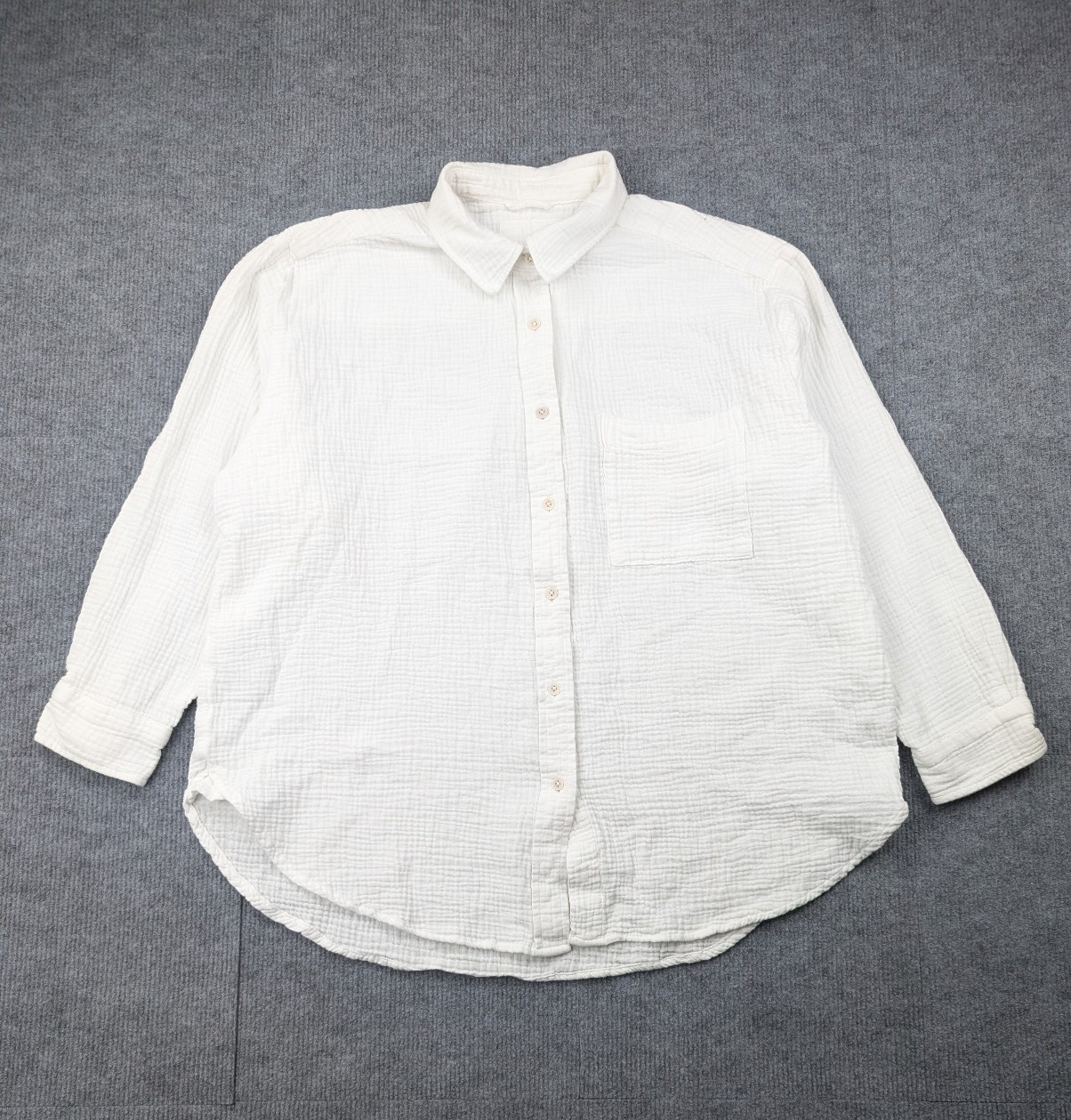 Aerie Cotton Gauze Button Up Womens Medium White Relaxed Coastal Cowgirl Layer