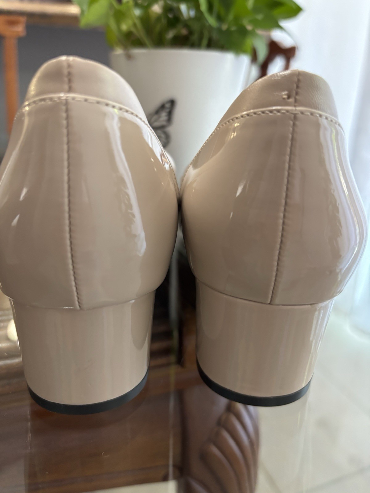 LifeStride Beige Solid Pumps Round Toe Slip On Comfort Logo Womens UK 8 EU 40