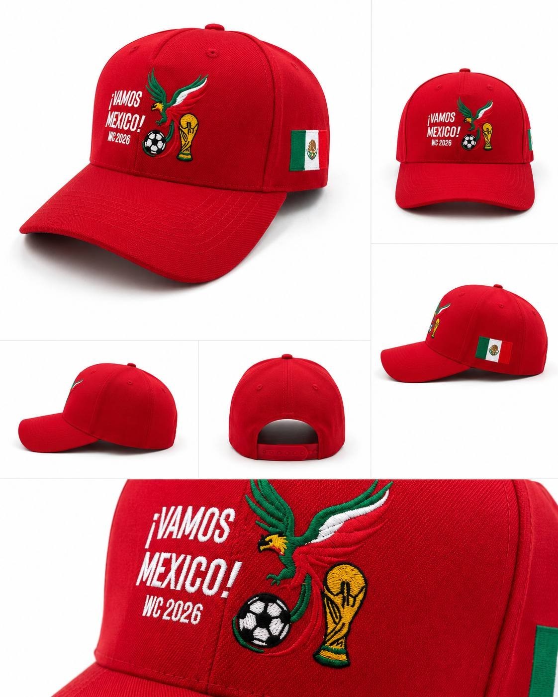 FIFA World Cup 2026 MEX USA CAN Black White Red Premium Embroidered Event Hat