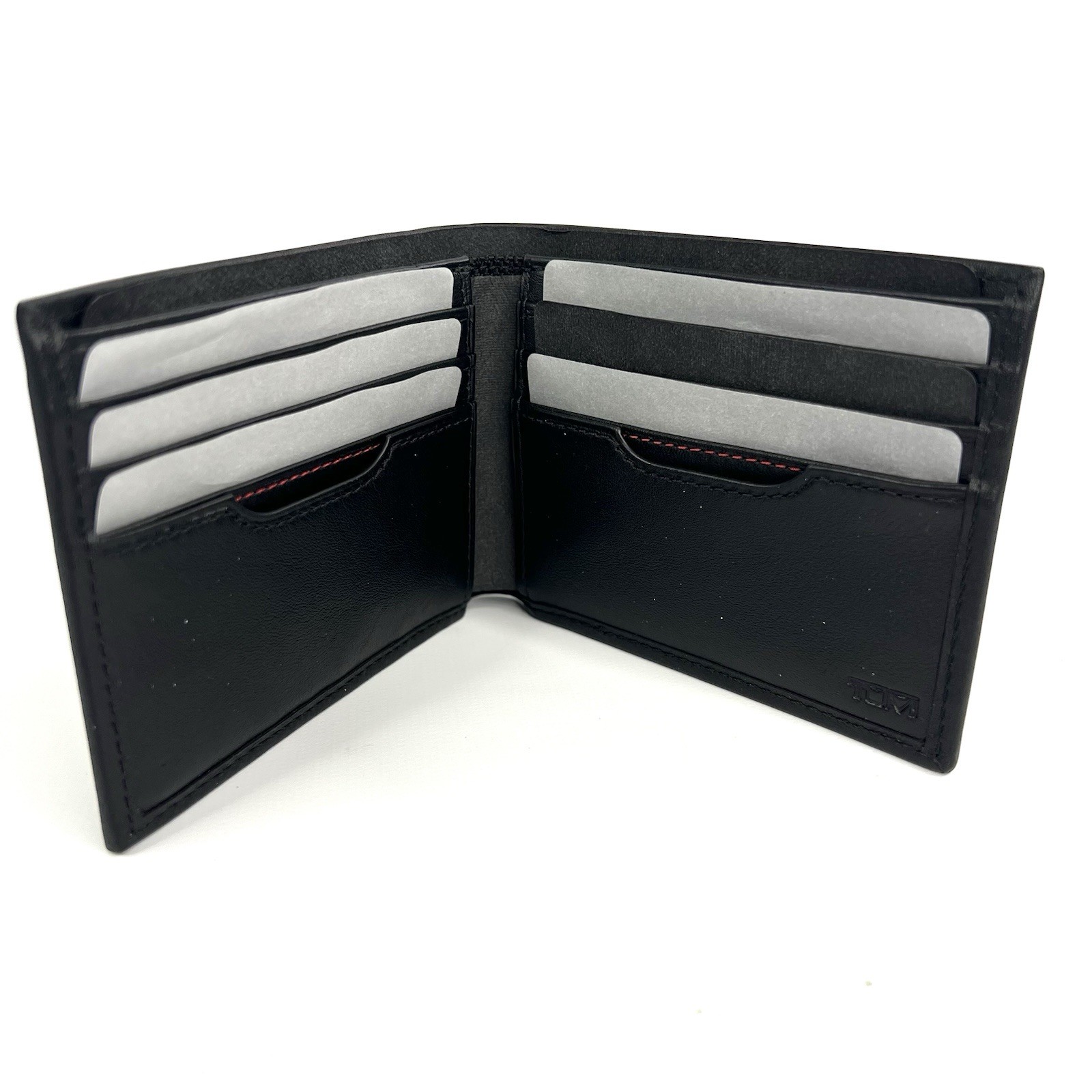 TUMI Delta SLG Double Billfold Black Leather RFID Blocking Wallet