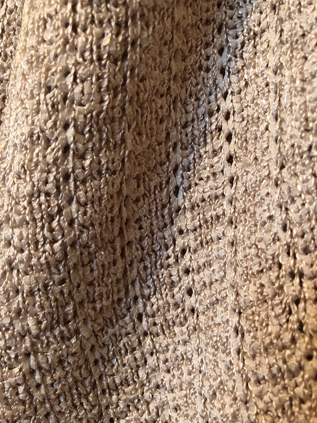 Neutral beige and gold open front sweater, Large