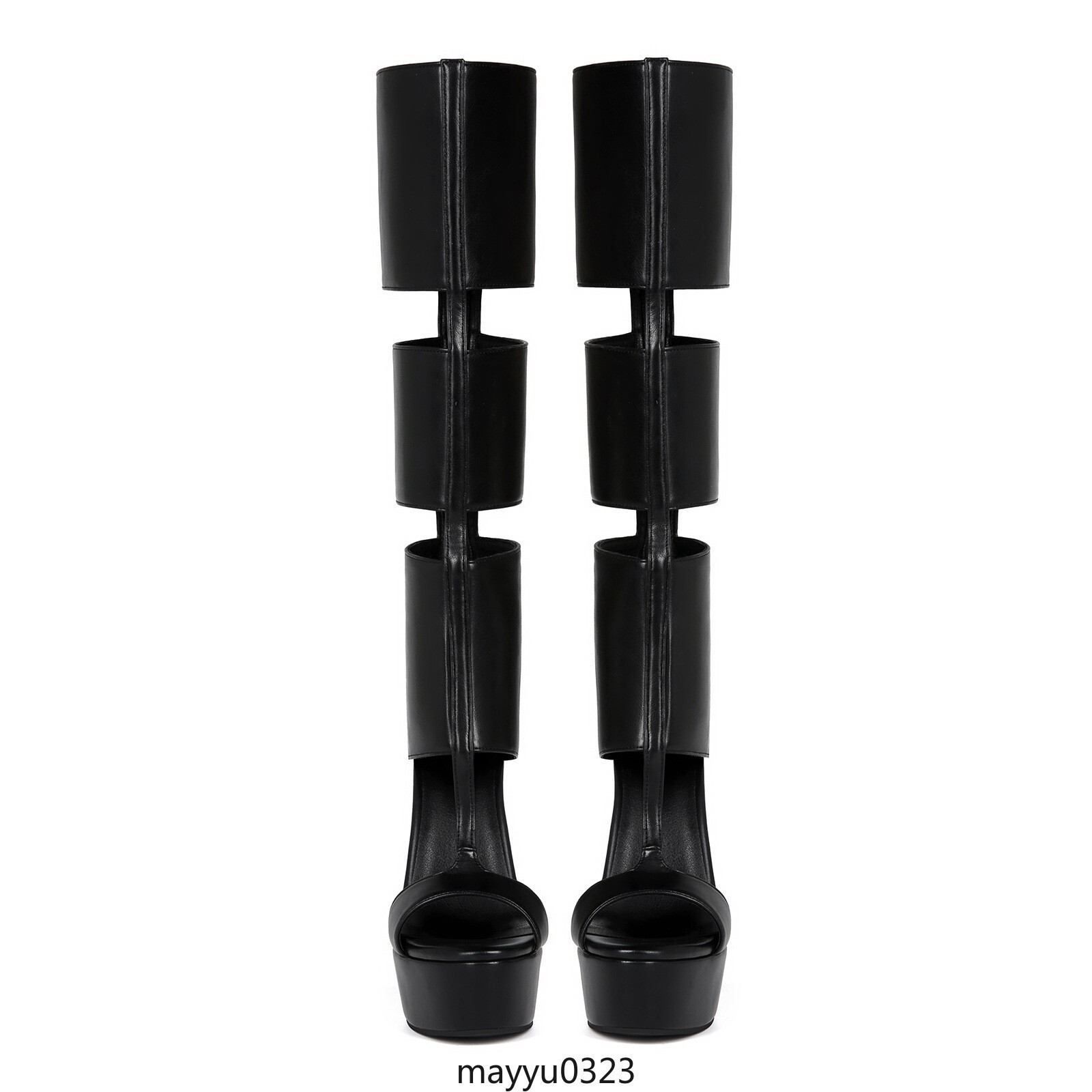 Womens Strappy Sandals Stiletto High Heel Platform Knee High Boots Oversize New