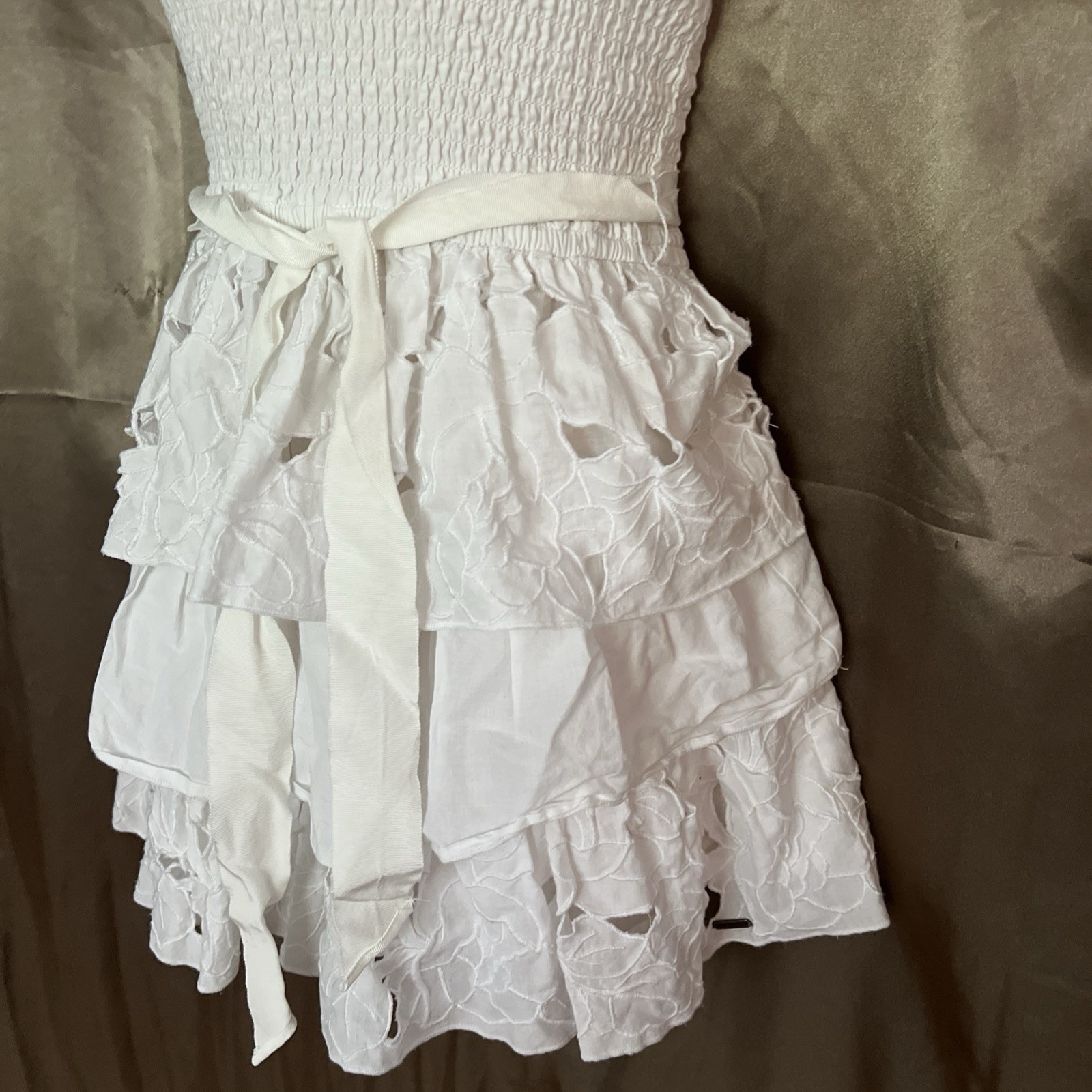 Hollister Y2K 100% Cotton XS White Tube Stretch Layered Dress VTG Vintage