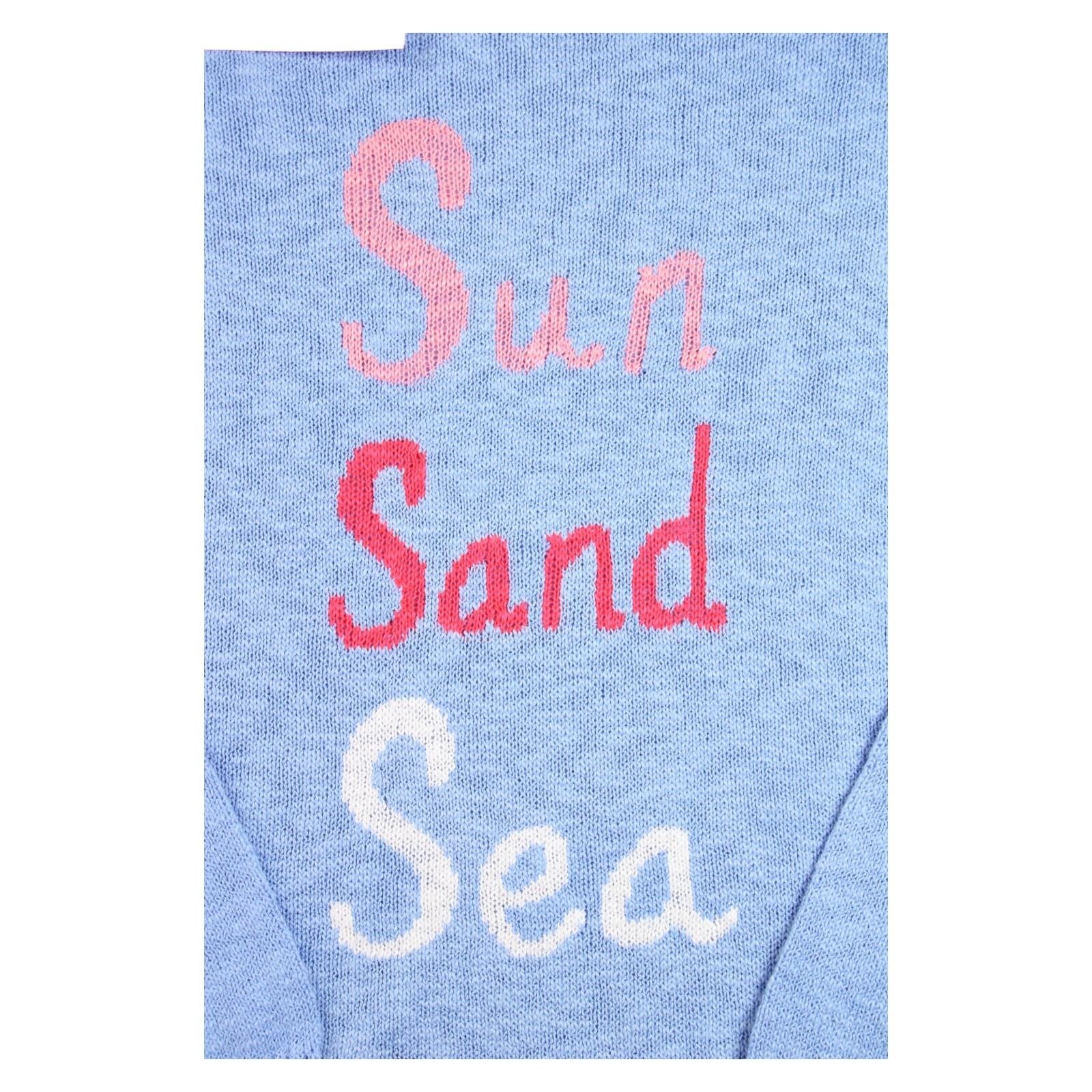 Lilly Pulitzer Sweater Womens L Blue Sun Sand Sea Cotton Crewneck Pullover $138