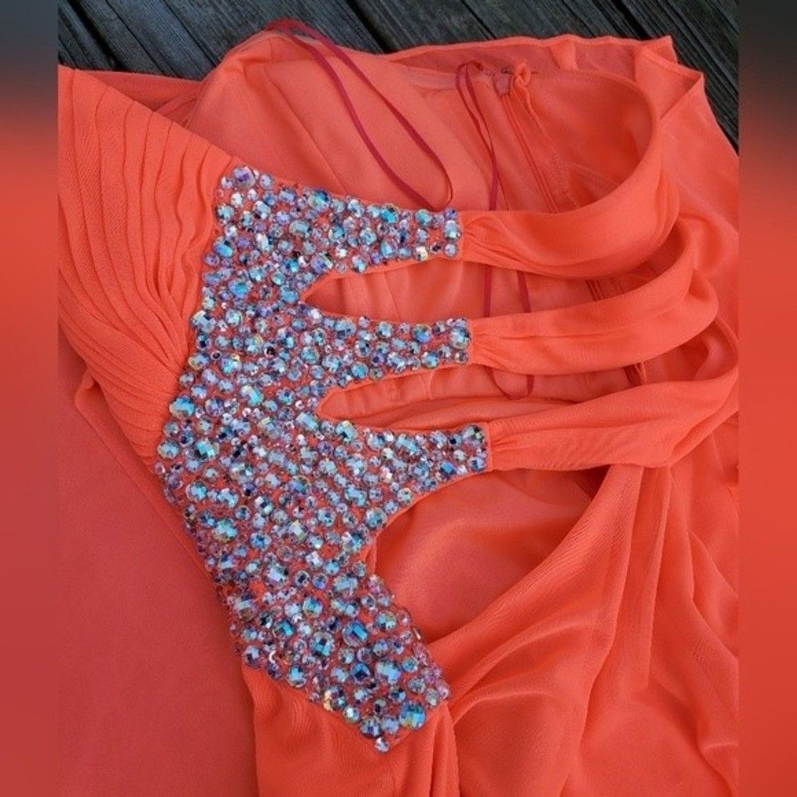 Morgan & Co. Coral Strapless Sweetheart Formal Dress