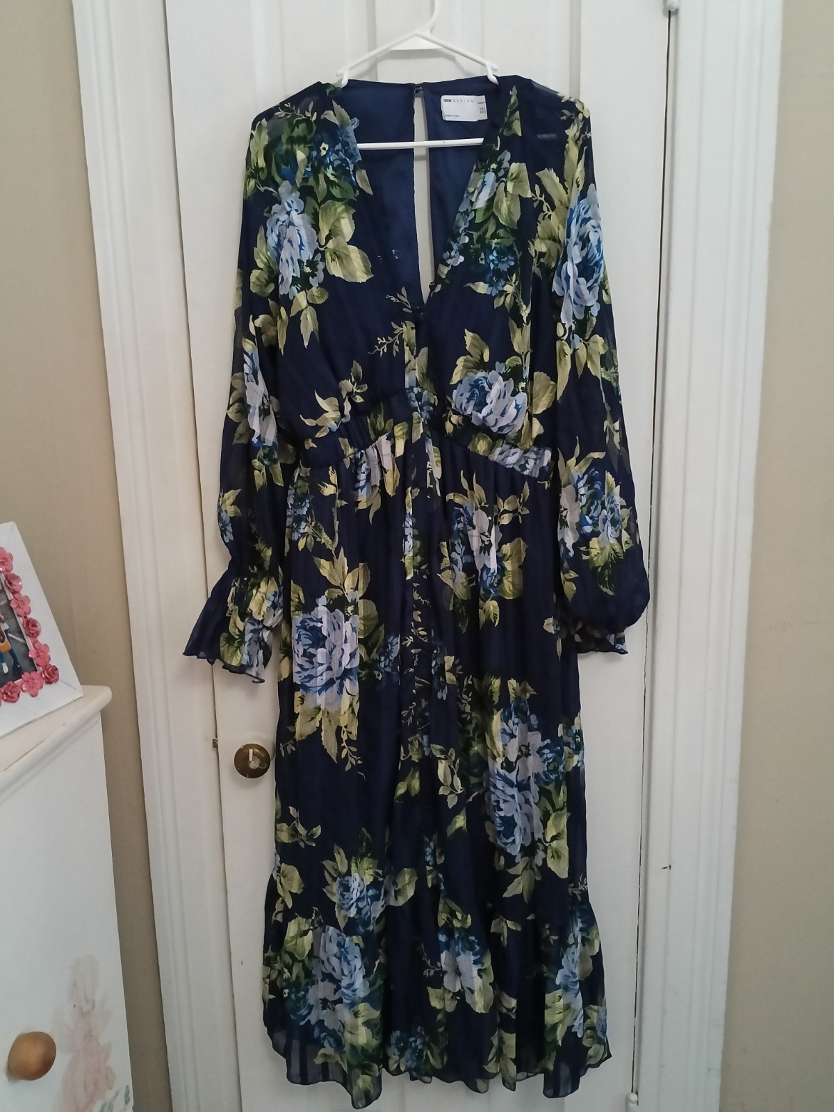 Asos Womens Ditsy Floral Fairy Maxi Dress Sz 14 Boho Hippie Festival Cottage A1