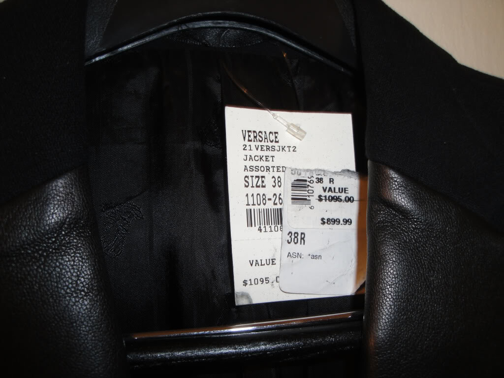 $1095 NEW VERSACE BLAZER BLACK TUXEDO EVENING SLIM SMOKING JACKET LEATHER 38 MEN