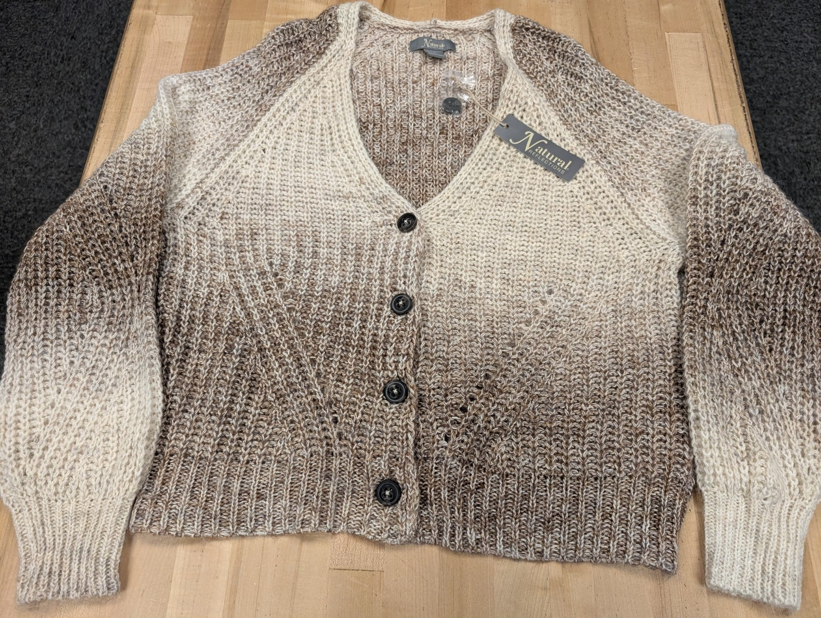 Natural Reflections Space Dye Cardigan Sweater Women’s Large Beige