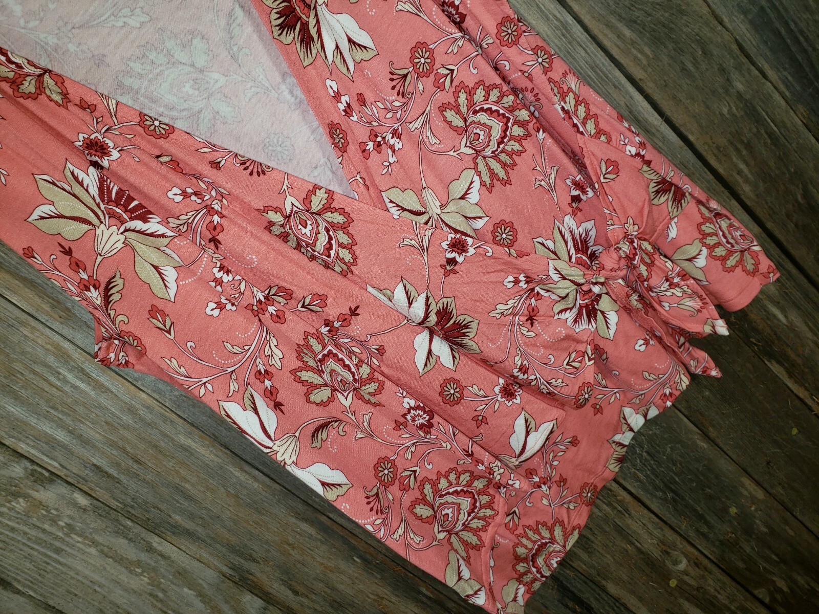 NEW Loft L Top Pink Floral Knit Wrap Tie Tank Cottage Coquette Boho Bloom Garden