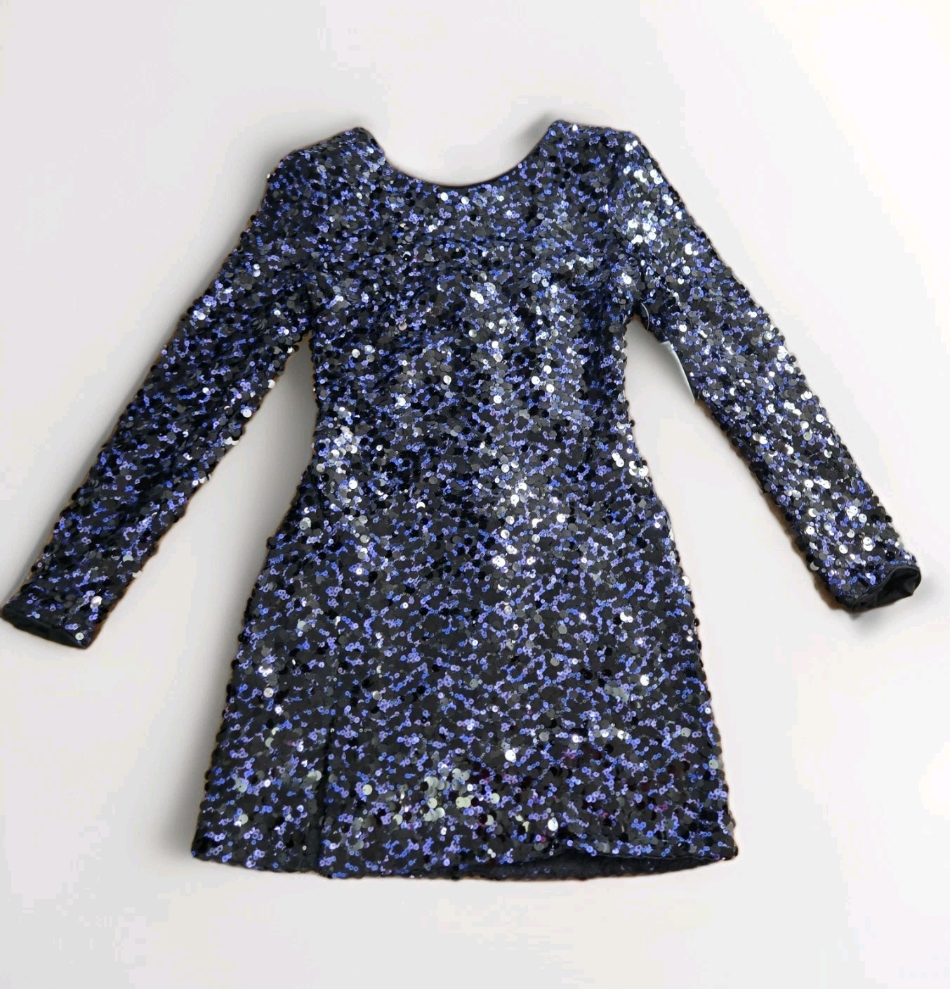 Dress The Population Nathalia Sequin Mini Dress Womens Size Medium Navy Holiday