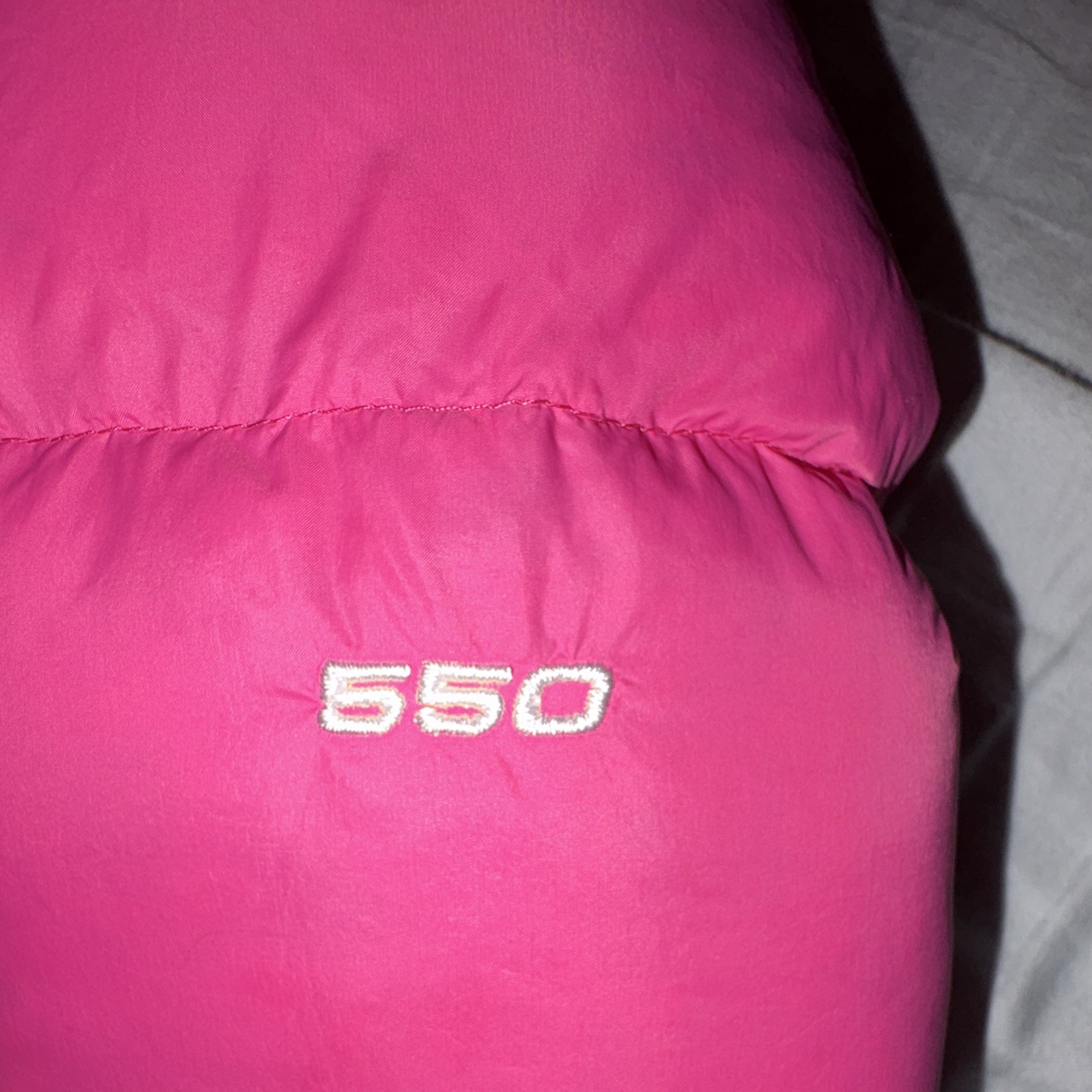 The North Face Girls 550 Down Full Zip Puffer Jacket Pink/Black L 14/16