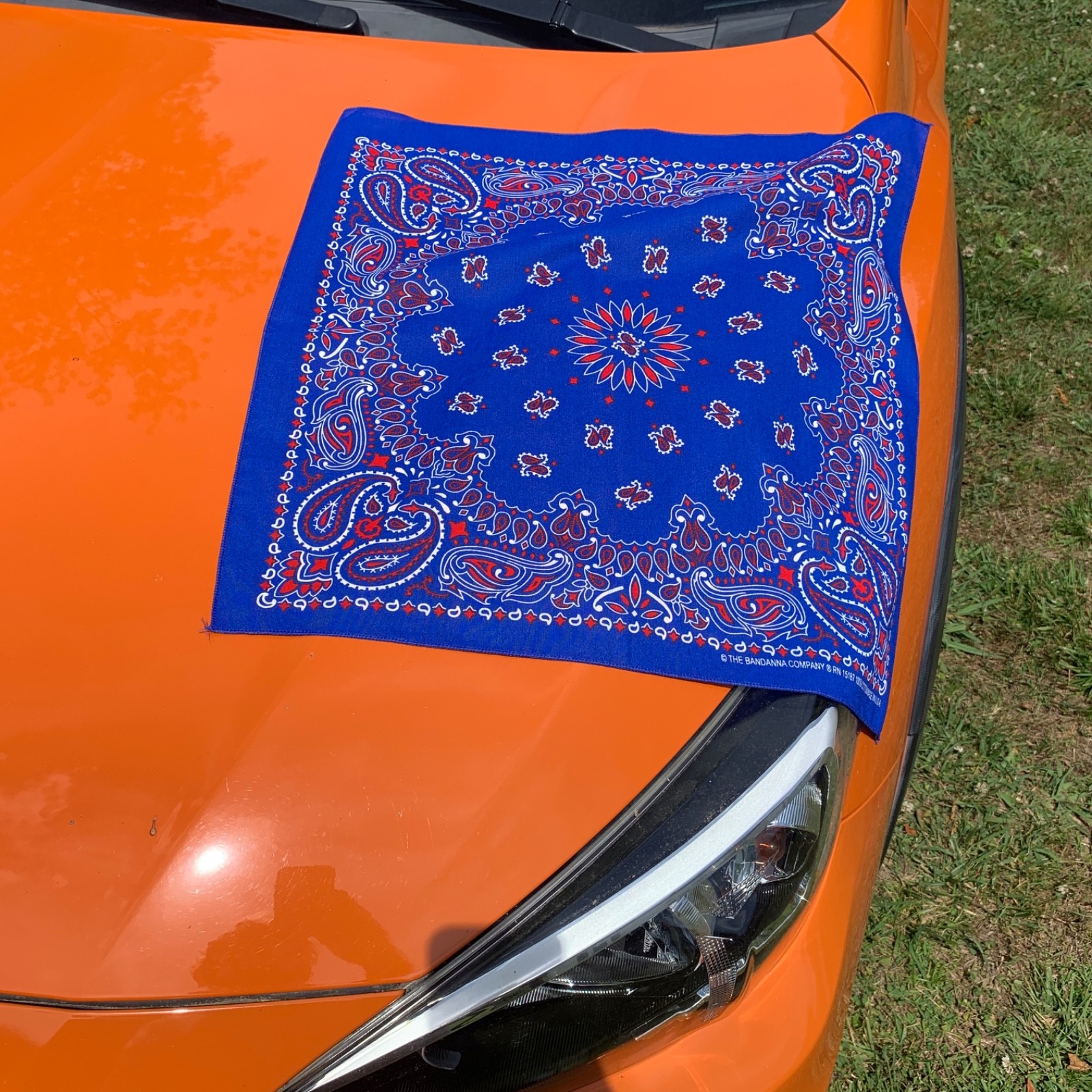 Blue Red White Paisley Approx. 22″x22″ Bandanna USA Made 100% Cotton Biker