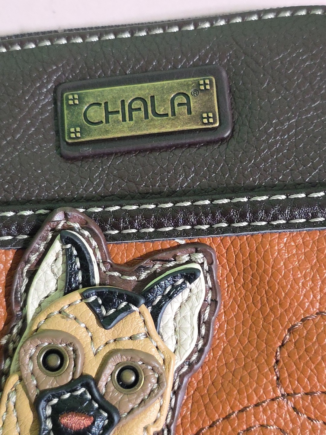 CHALA German Shepherd Dog Brown CROSSBODY purse VGC