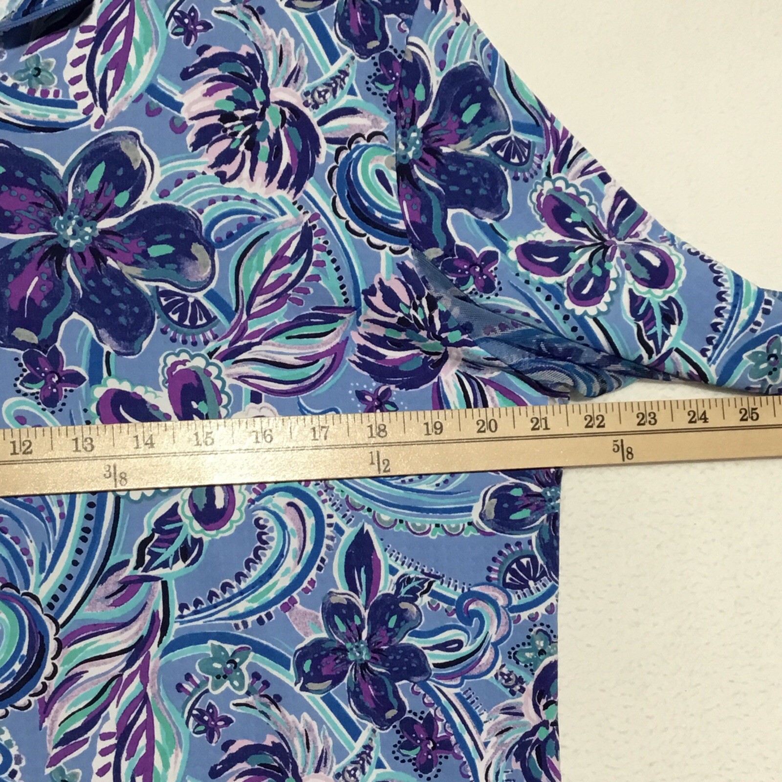 IBKUL Performance Floral Quarter Zip Top Women’s XL Blue Purple Long Sleeve