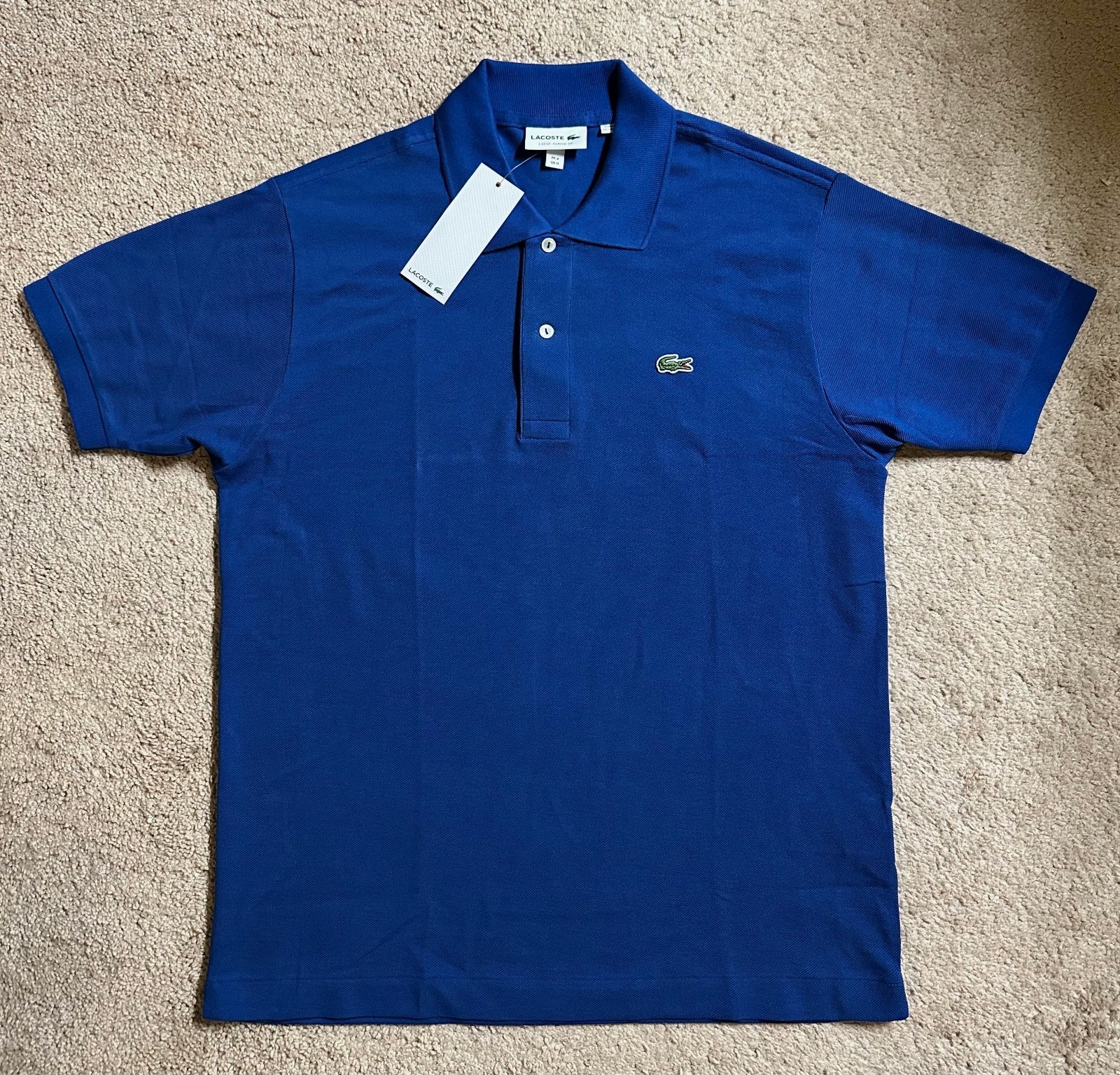 Lacoste Men’s Original Cotton Pique Polo shirt Classic Fit size M/4 Blue NEW