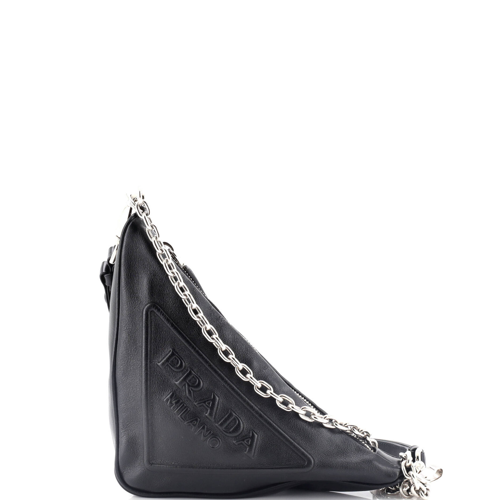 Prada Triangle Logo Zip Crossbody Bag Embossed Grace Lux Small