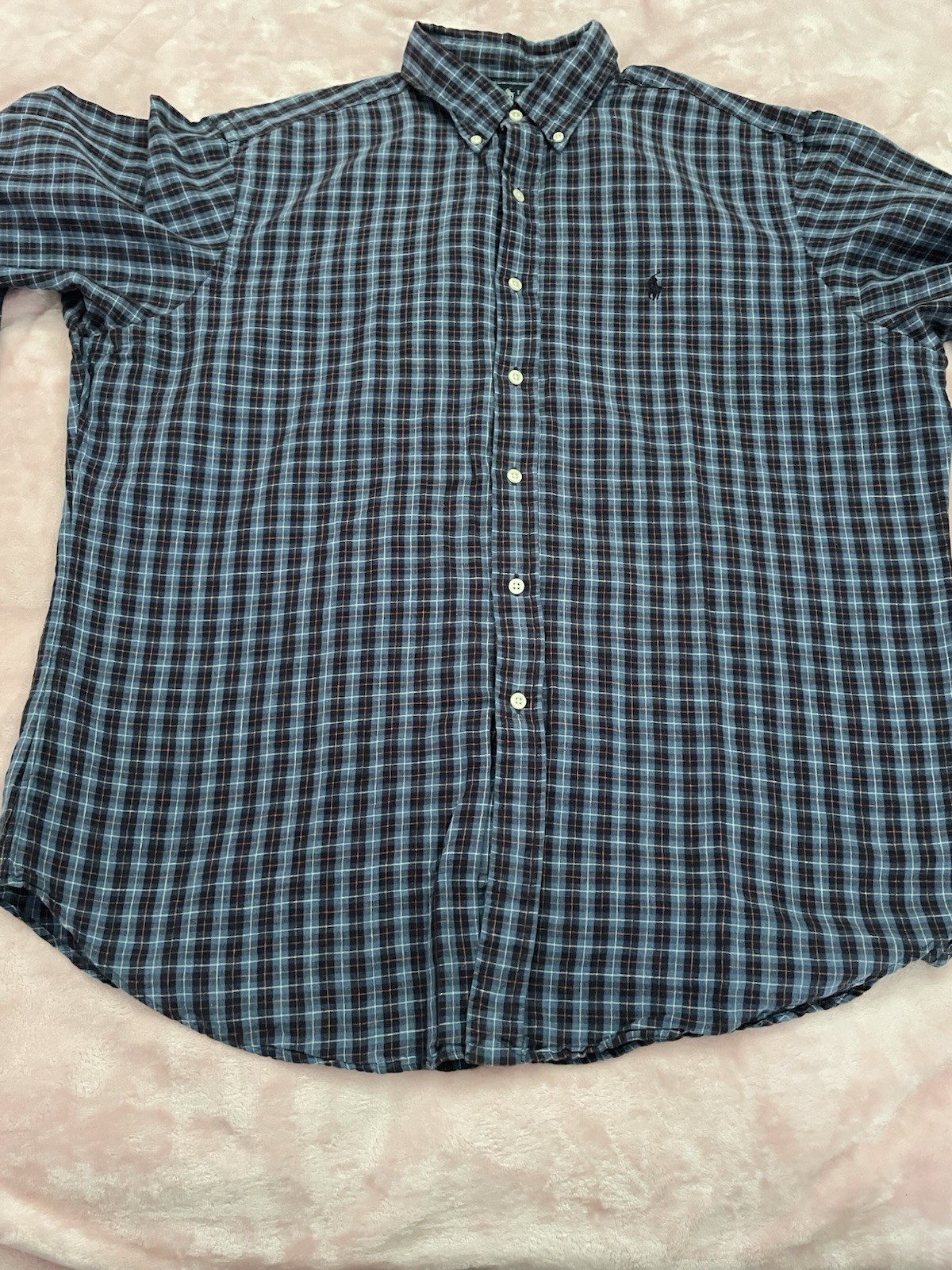 Ralph Lauren Classic Fit Men’s XL Blue Cotton Plaid Button-Down Long Sleeve
