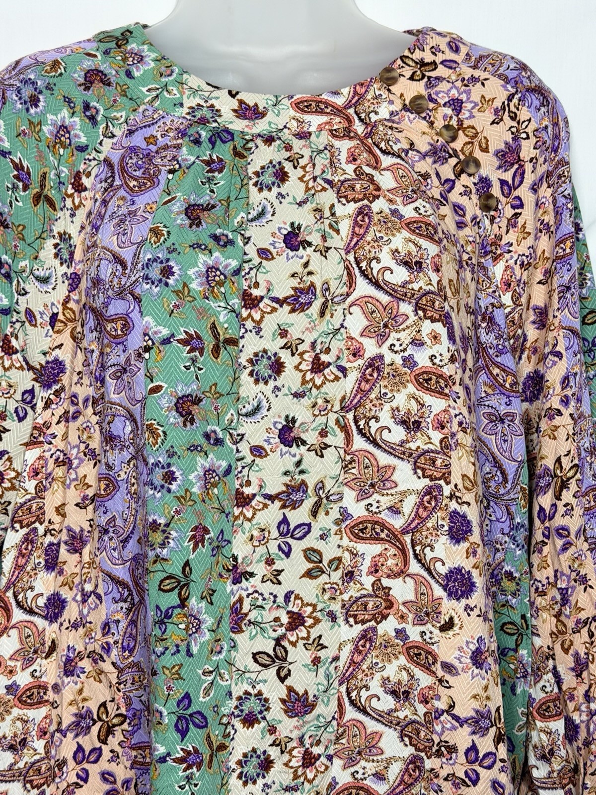 LOFT Women’s Floral Paisley Blouse Top Long Sleeve Lightweight Boho Chic