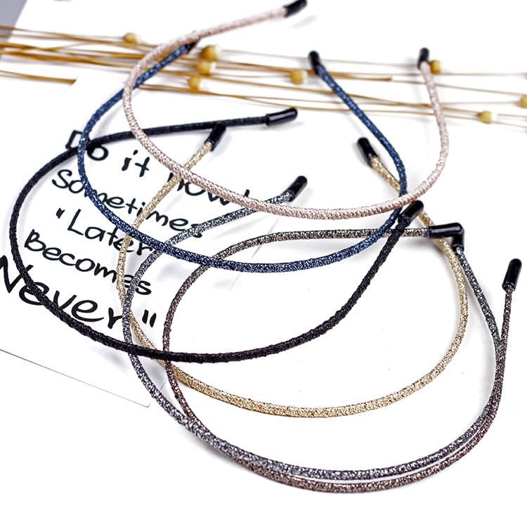 4mm Thin Skinny Plastic Headbands 6Pack Sparkly Solid Colors for Women & Teens