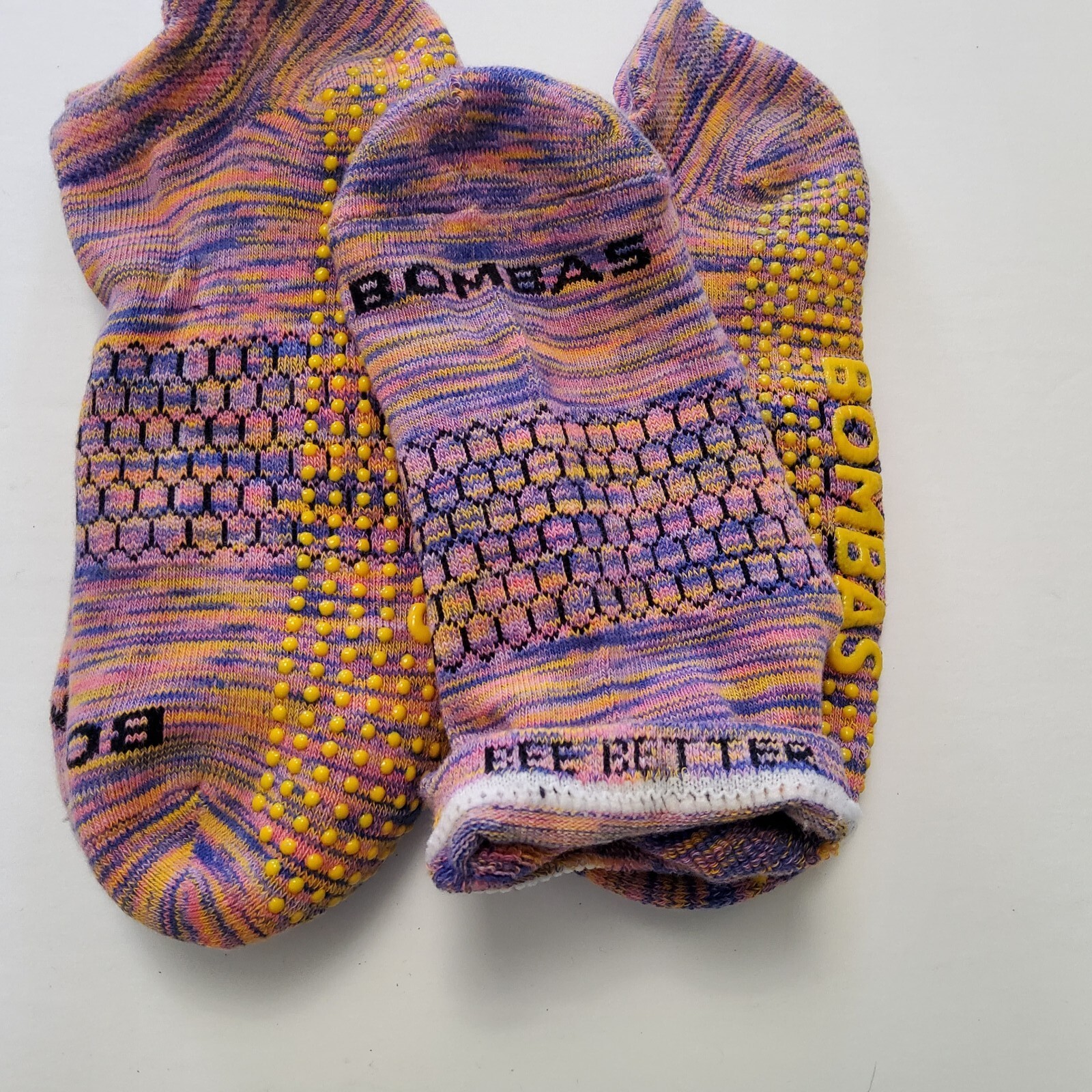 Bombas Grippers Space Dye Ankle Socks Lot Of 2 Pairs Size L
