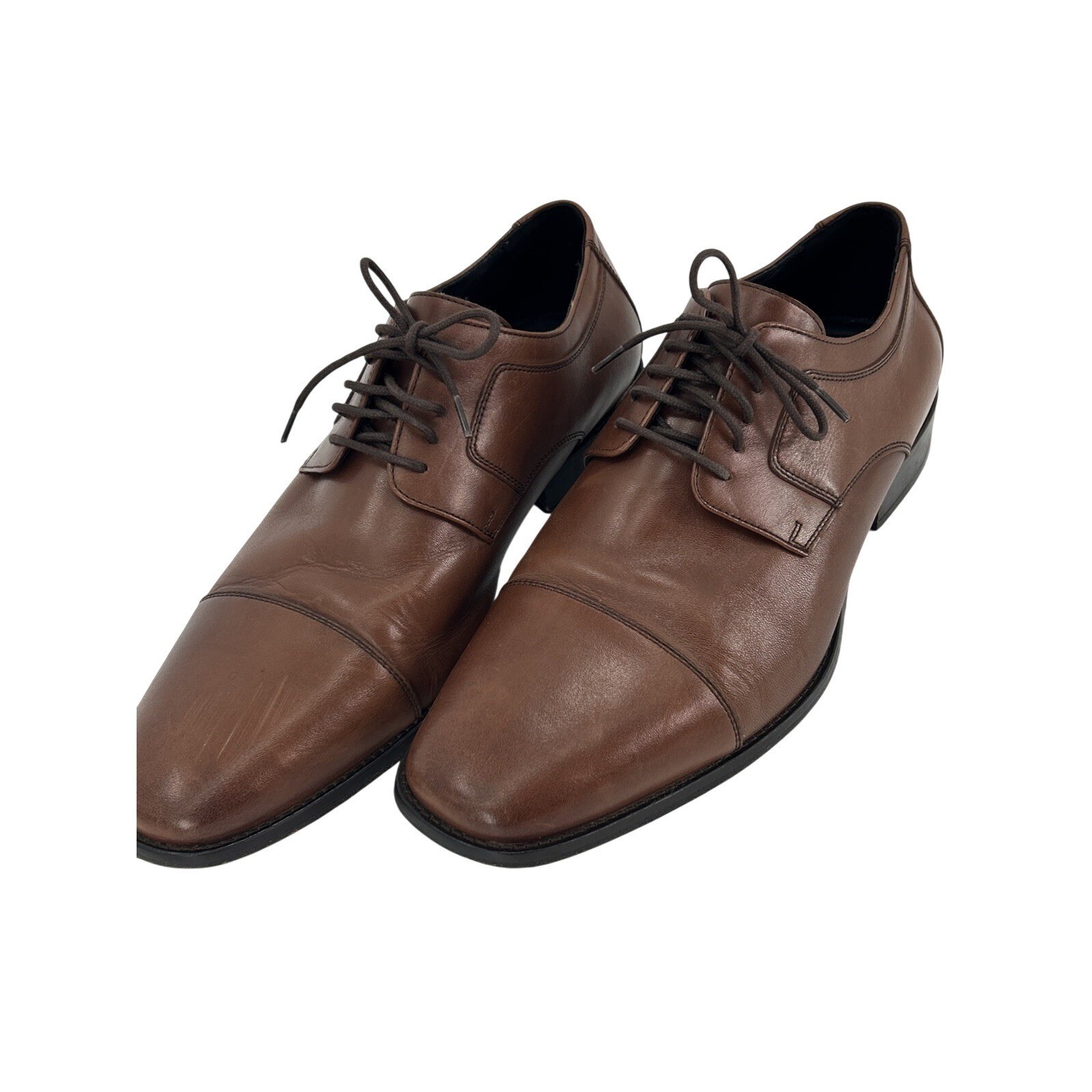 Johnston & Murphy Mens Brown Leather Cap Toe Oxford Dress Shoes Size 12W