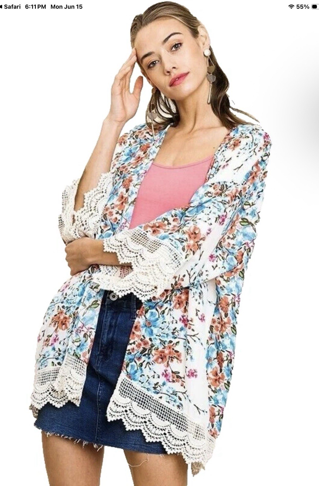 Umgee Women’s Floral Kimono Cover-Up, Size M