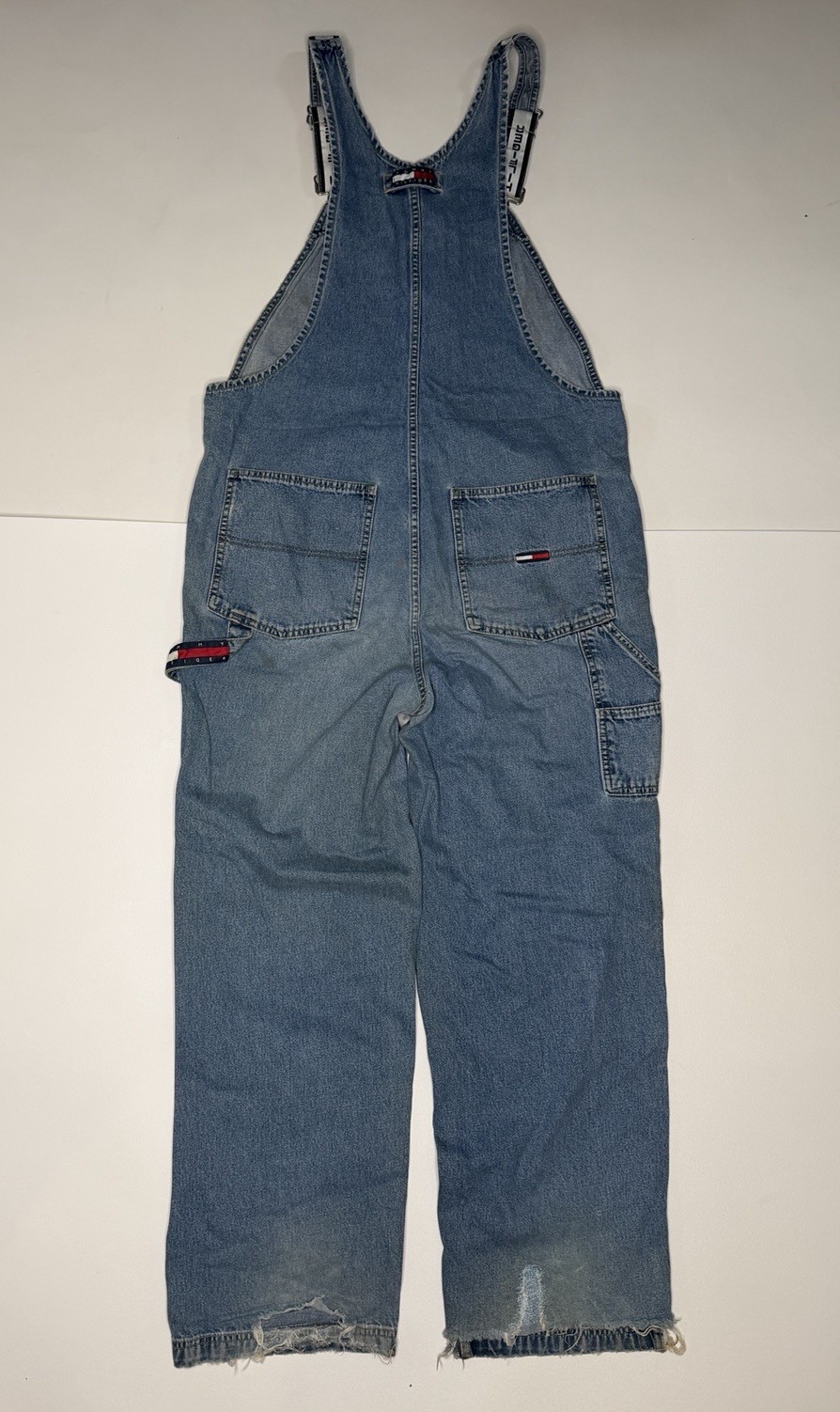 Vintage Tommy Hilfiger Overalls White Straps 90s Y2K Tommy Jeans Blue M