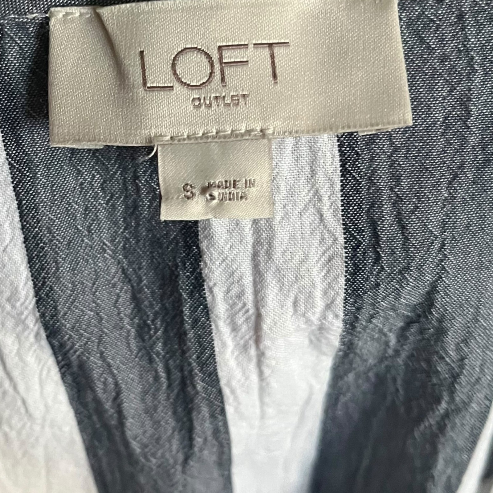 LOFT Outlet Women’s Top Striped Sleeveless V Neck Peplum Casual Blouse Sz S