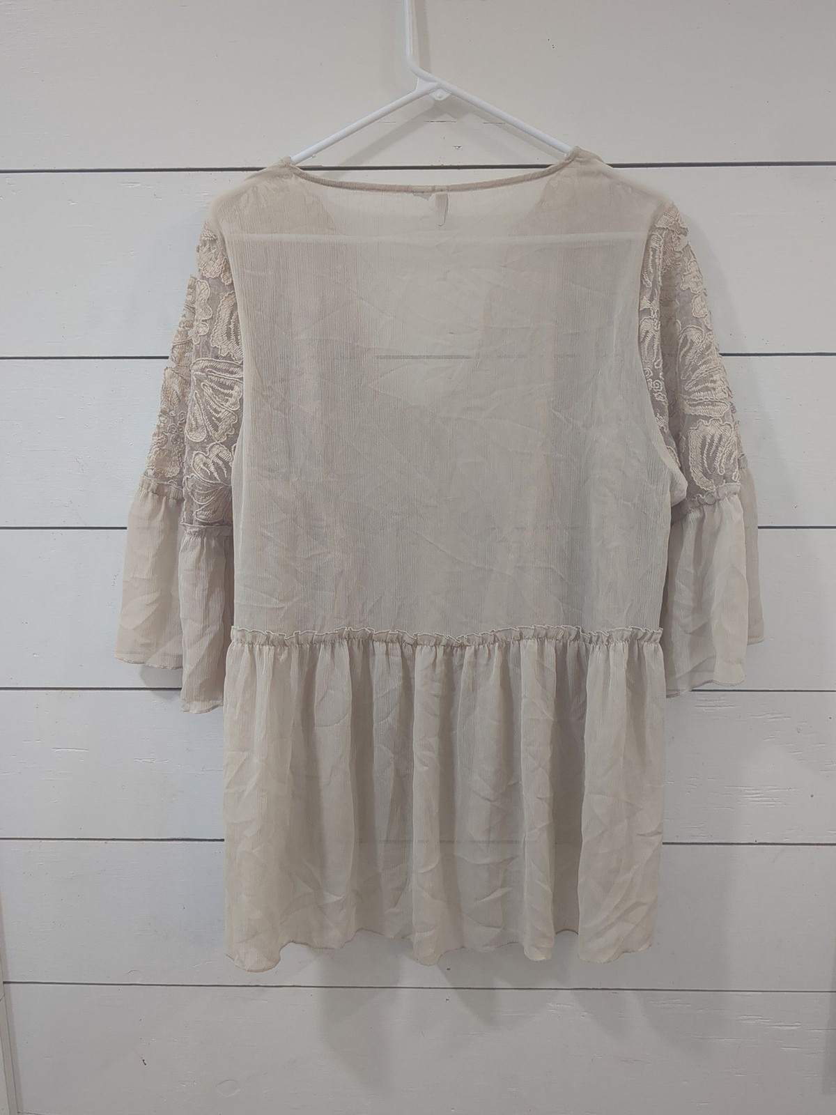 Cato 18/20 beige lace boho top sheer summer festival concert whimsy fairy