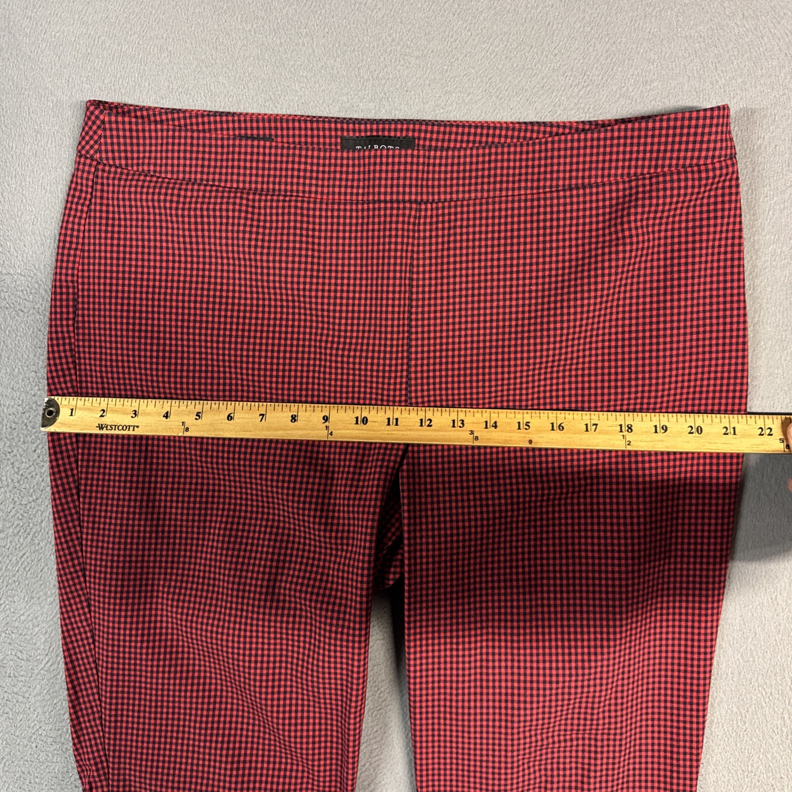 Talbots Pants Womens 16 Red Blue Chatham Ankle Shepard Check Side Zip Cotton
