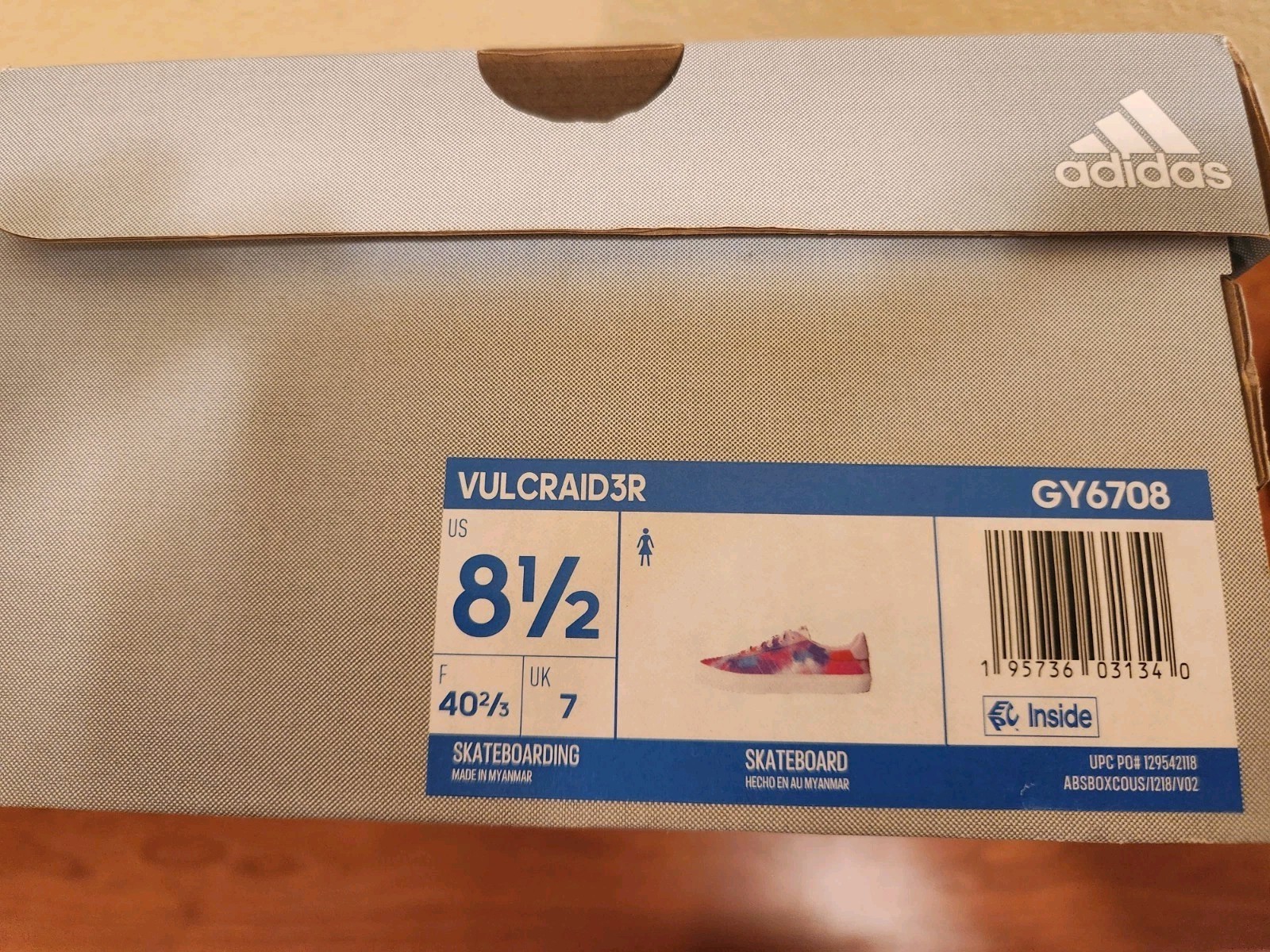 adidas Vulcraid3r GY6708 Womens Size 8 1/2 Skateboard Shoes Pink Tie Dye NEW