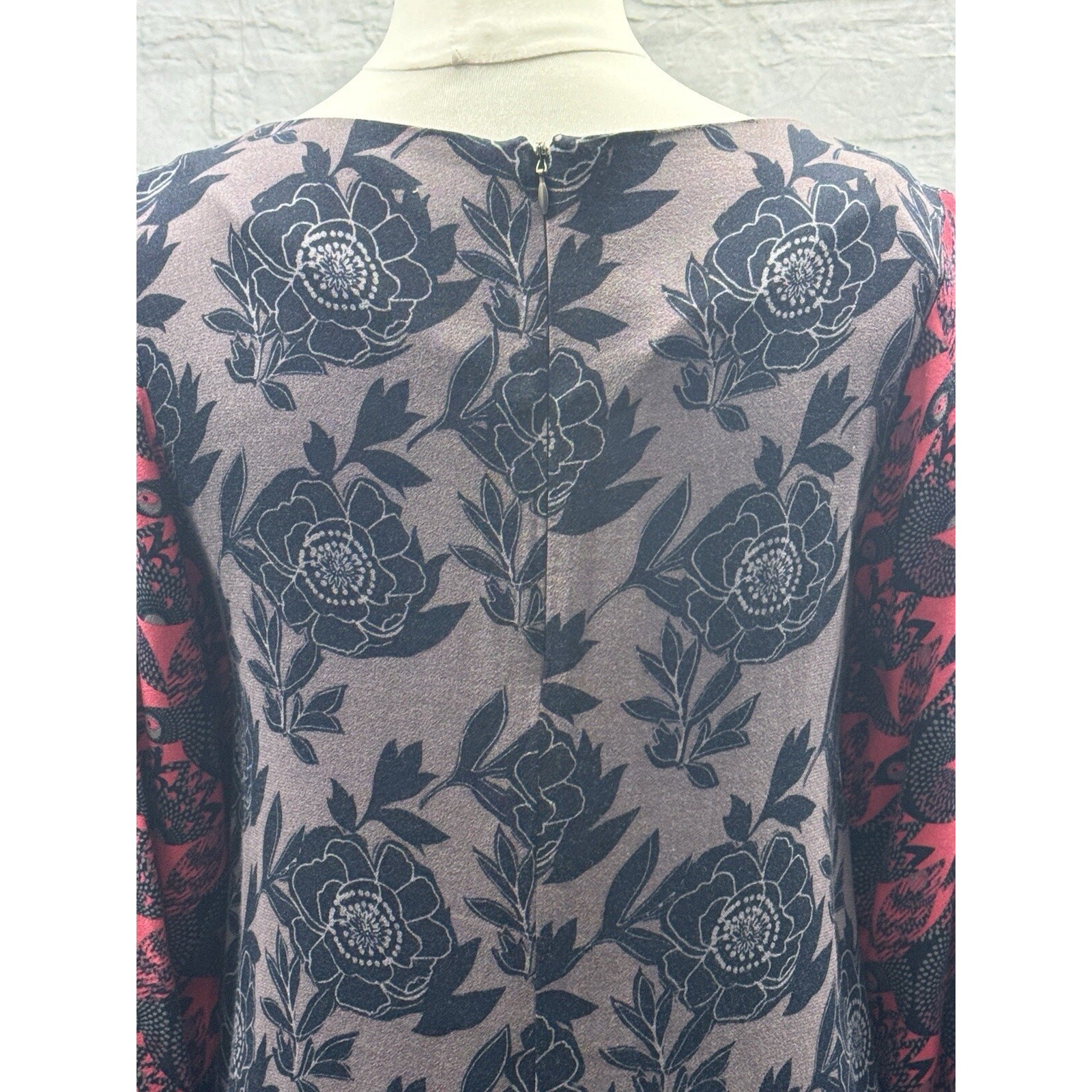 White Stuff Shift Dress Pink Blue Purple Size 10 Bird & Floral Print Cottagecore