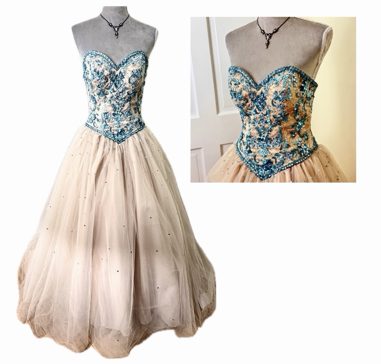 Mori Lee By Madeline Gardner Dress Sz 4 Maxi Gown Ball Prom Quinceañera Princess