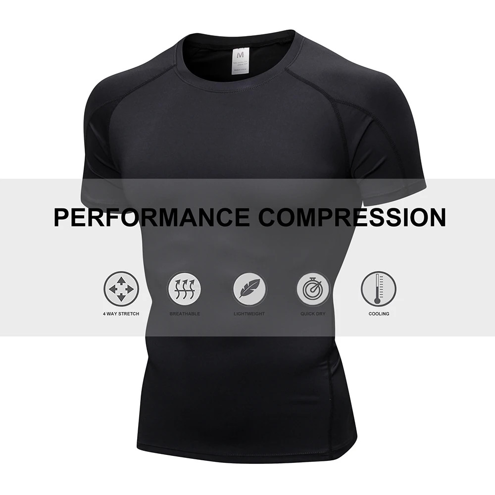 Short Sleeve Compression Shirt Men Quick Dry Workout Shirts Gym Base Layer Tight