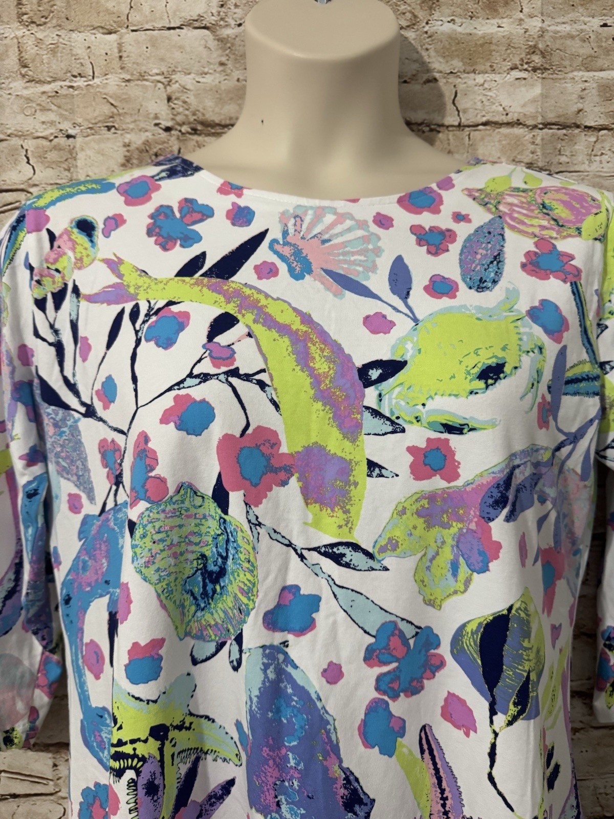 Ana Clare 3/4 Sleeve Colorful Koi Fish Print Dress Women’s XL – EUC