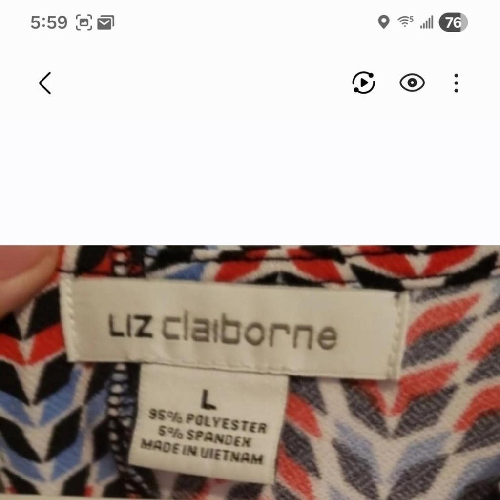 Liz Claiborne multicolor red white blue short sleeve top large workwear office