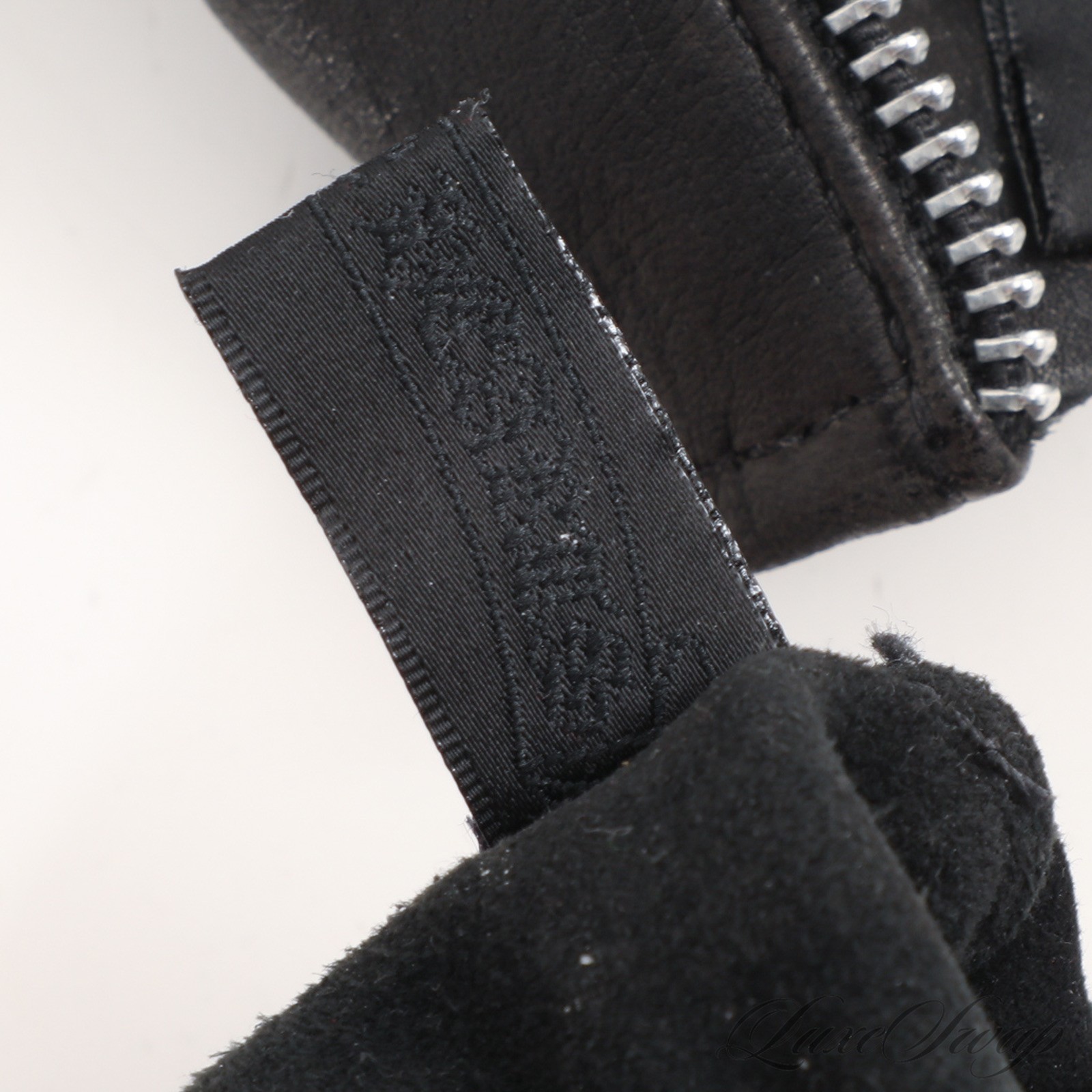 Vintage Y2K Chrome Hearts Black Unlined Leather Cemetary Dagger Zip Gloves 6.5