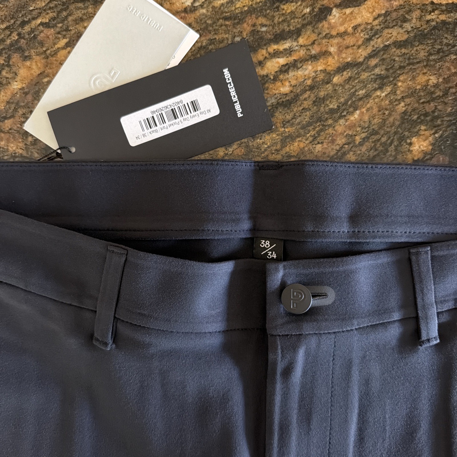 Public Rec All Day Every Day 5 Pocket Pants Mens 38×34 Tall Black Stretch