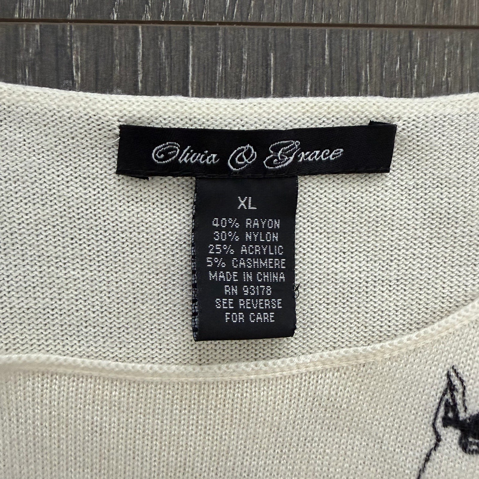 Olivia & Grace French Bulldog Cashmere Blend Sweater XL Dog Graphic Novelty AOP