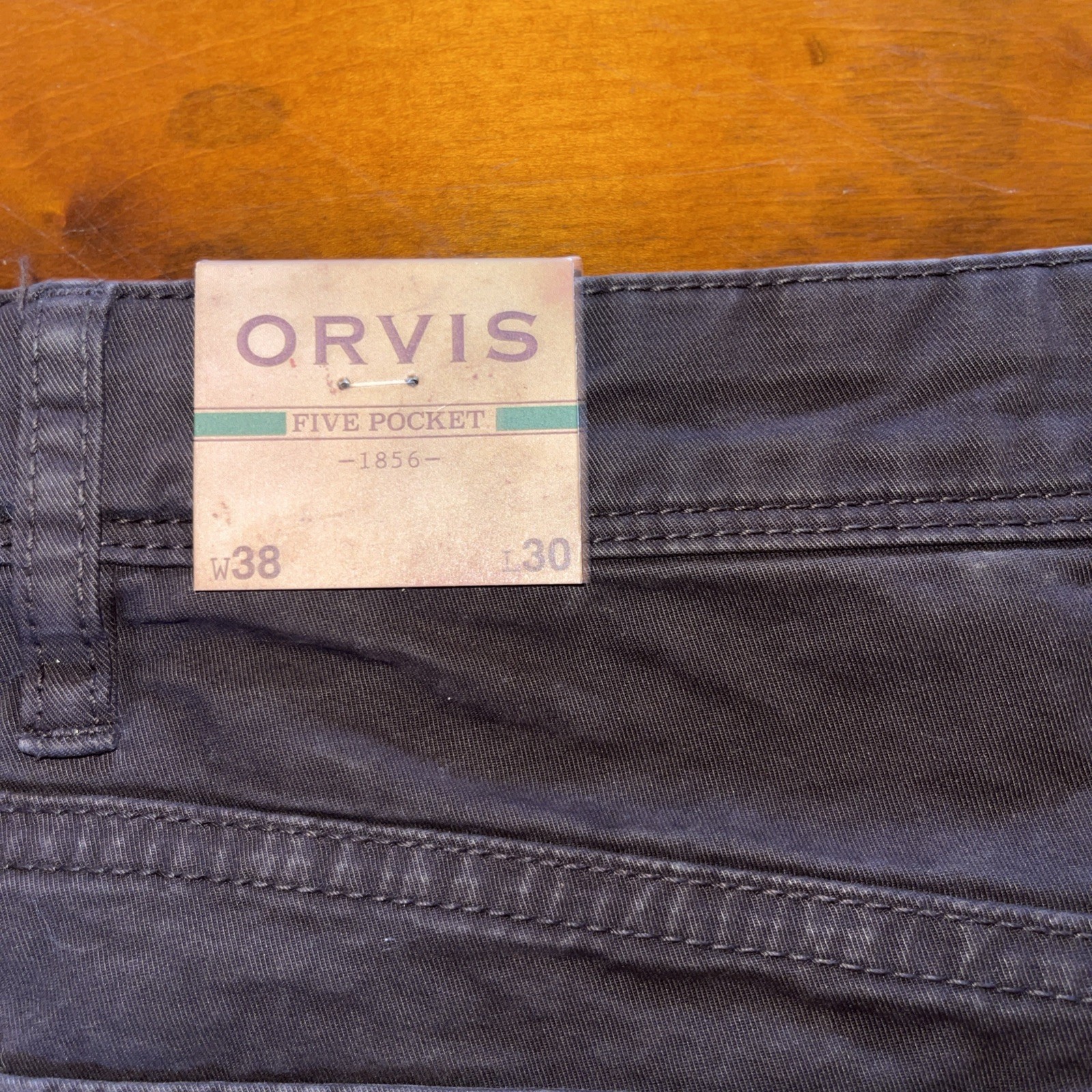 Orvis Mens 38×30 Bark/brown Five Pocket Stretch Twill Pants