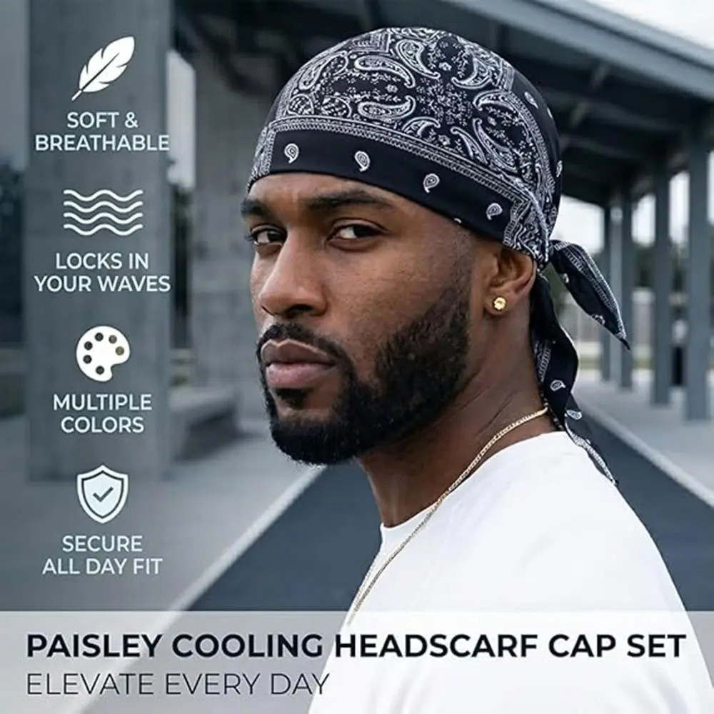 Paisley Print Hijab Cap Bandana Headscarf UV Protection Quick Dry Cycling