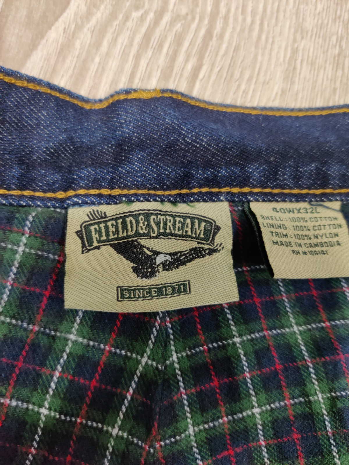 NWT Field & Stream 40×32 Hiking or Hunting Flannel Lined Jeans Suspender Buttons
