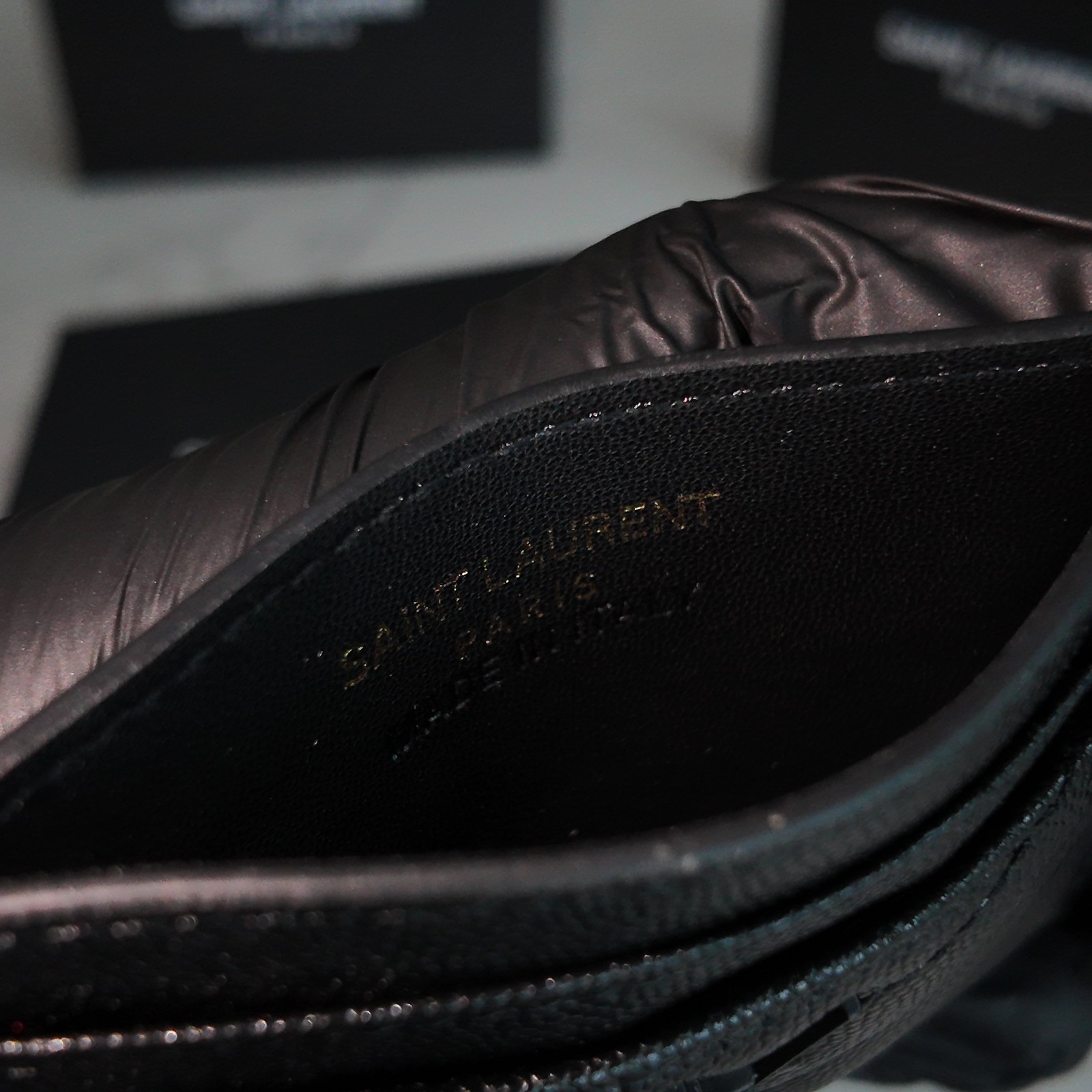 YSL Saint Laurent Cassandre Black Quilted Leather CardHolder ORIGINAL BOX