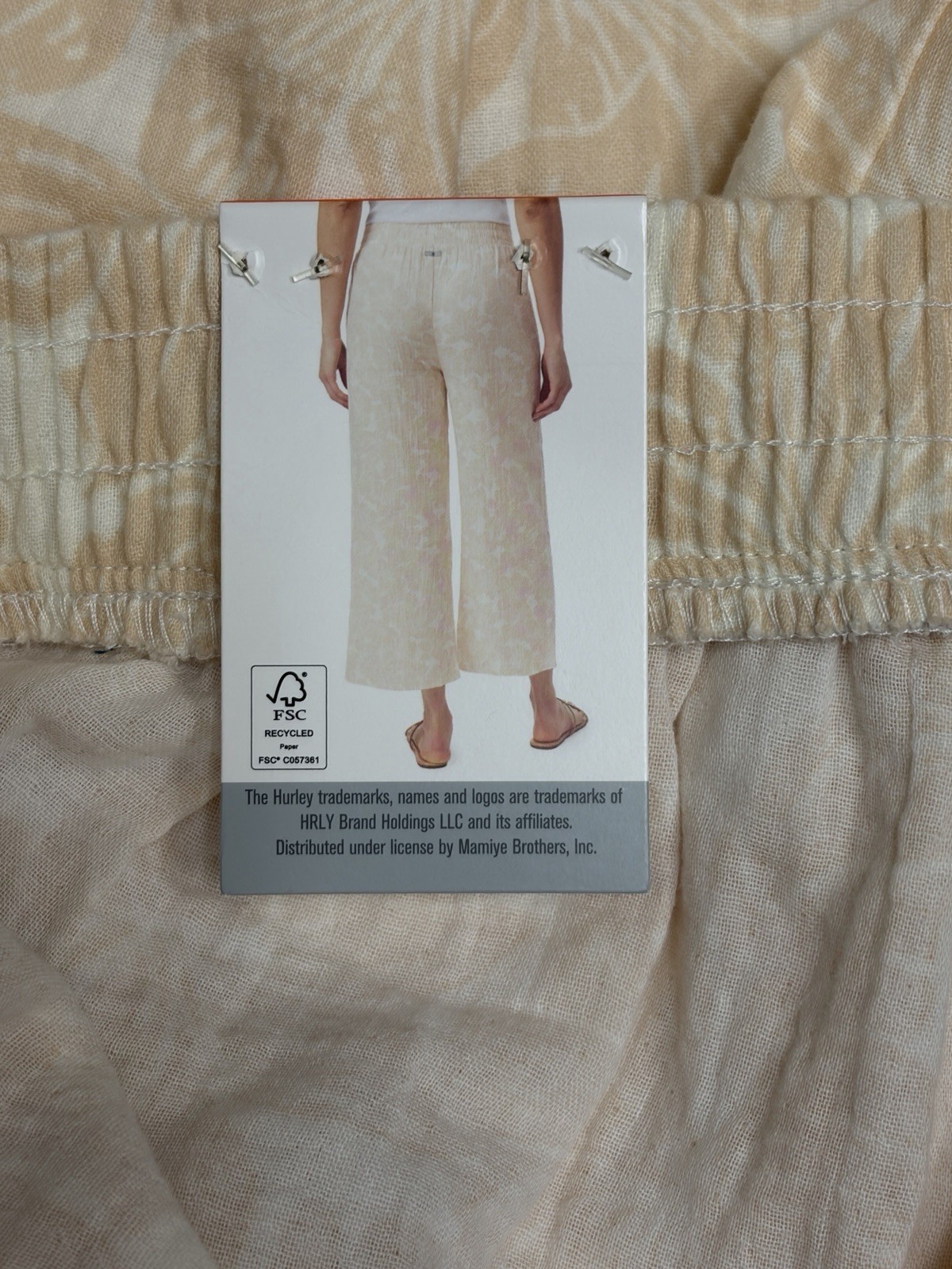 Hurley Women’s NWT Gauze Relaxed Wide-Leg Pant in Tan/ White- XXL